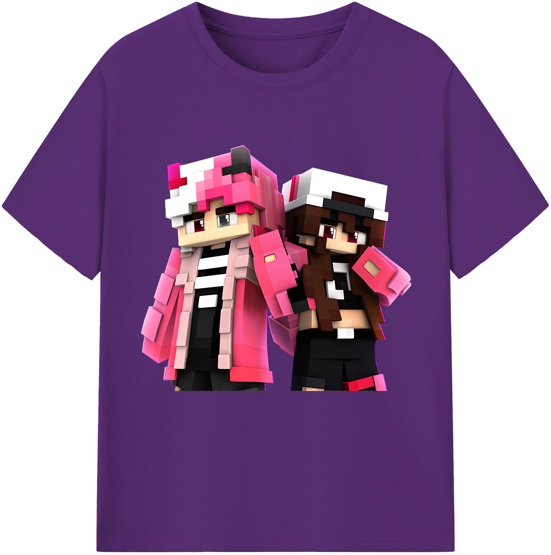 （画像用） マインクラフト ブロックの世界 Minecraft MC Block world 綿100％半袖Tシャツ（フロントプリント）