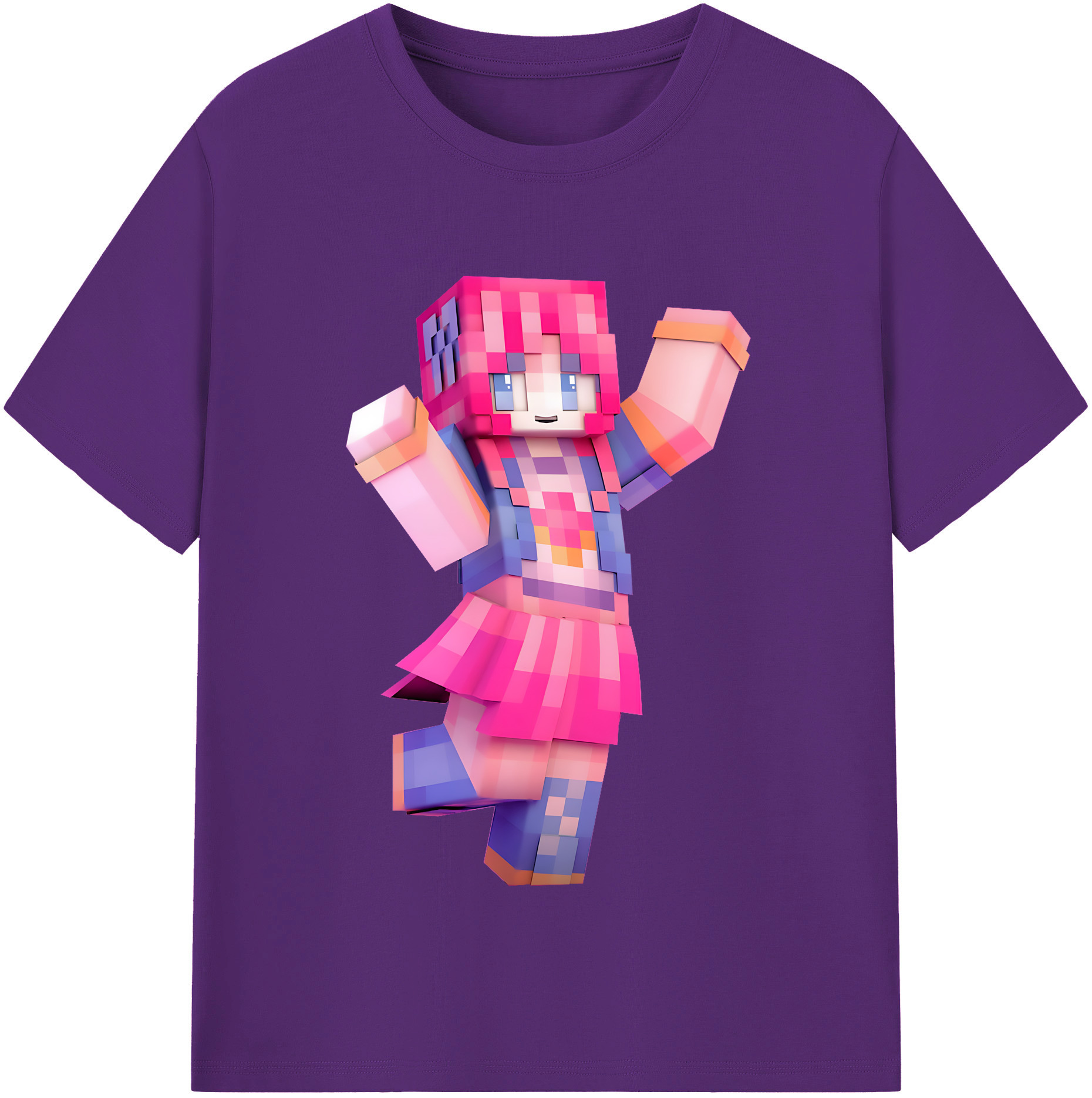（画像用） マインクラフト ブロックの世界 Minecraft MC Block world 綿100％半袖Tシャツ（フロントプリント）