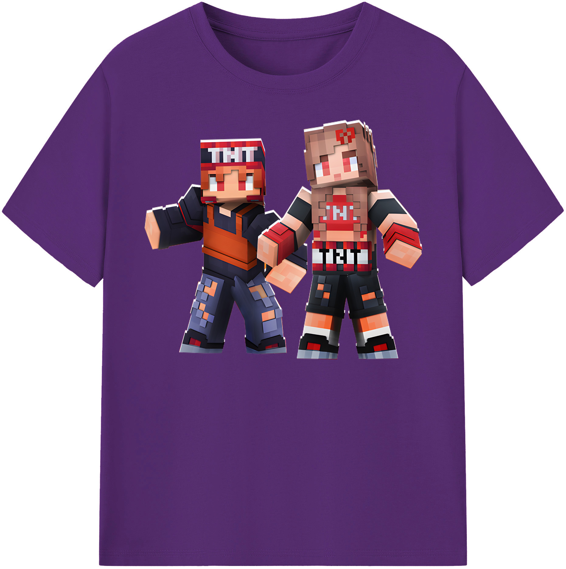 （画像用） マインクラフト ブロックの世界 Minecraft MC Block world 綿100％半袖Tシャツ（フロントプリント）
