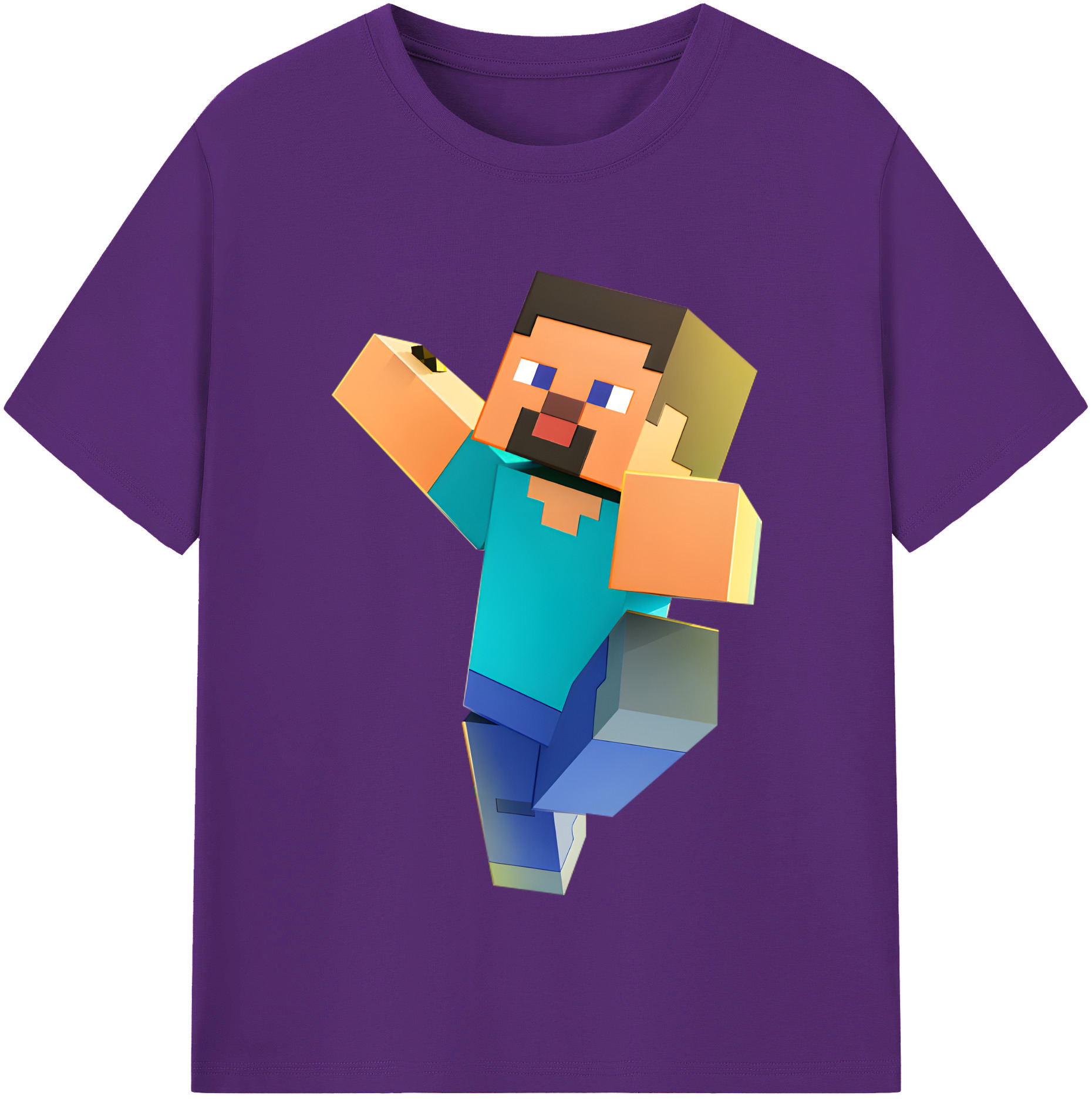 （画像用） マインクラフト ブロックの世界 Minecraft MC Block world 綿100％半袖Tシャツ（フロントプリント）