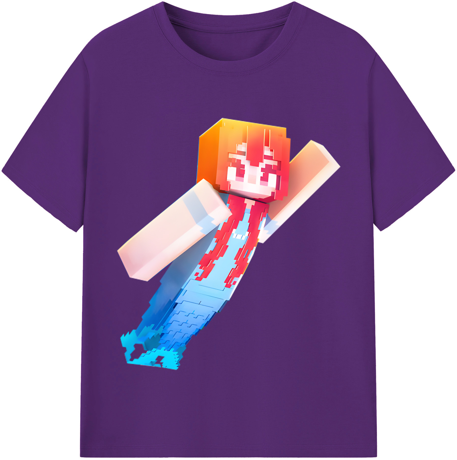 （画像用） マインクラフト ブロックの世界 Minecraft MC Block world 綿100％半袖Tシャツ（フロントプリント）