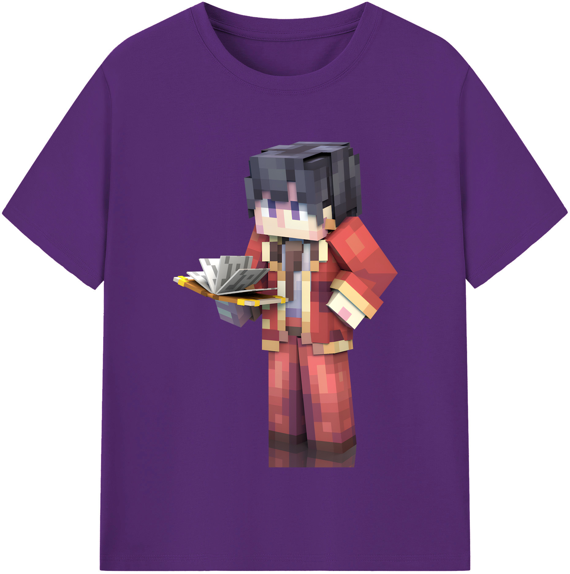 （画像用） マインクラフト ブロックの世界 Minecraft MC Block world 綿100％半袖Tシャツ（フロントプリント）