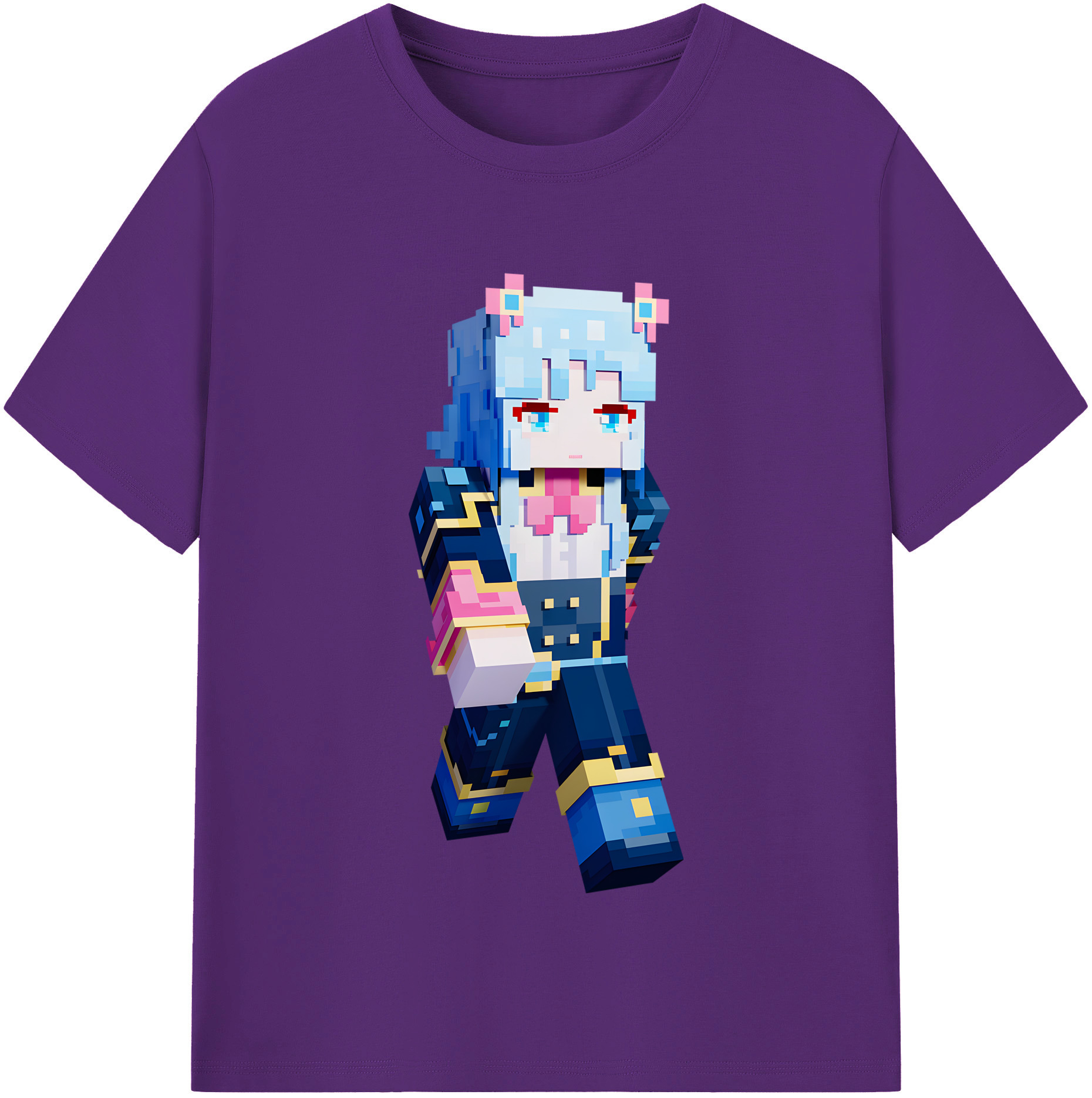 （画像用） マインクラフト ブロックの世界 Minecraft MC Block world 綿100％半袖Tシャツ（フロントプリント）