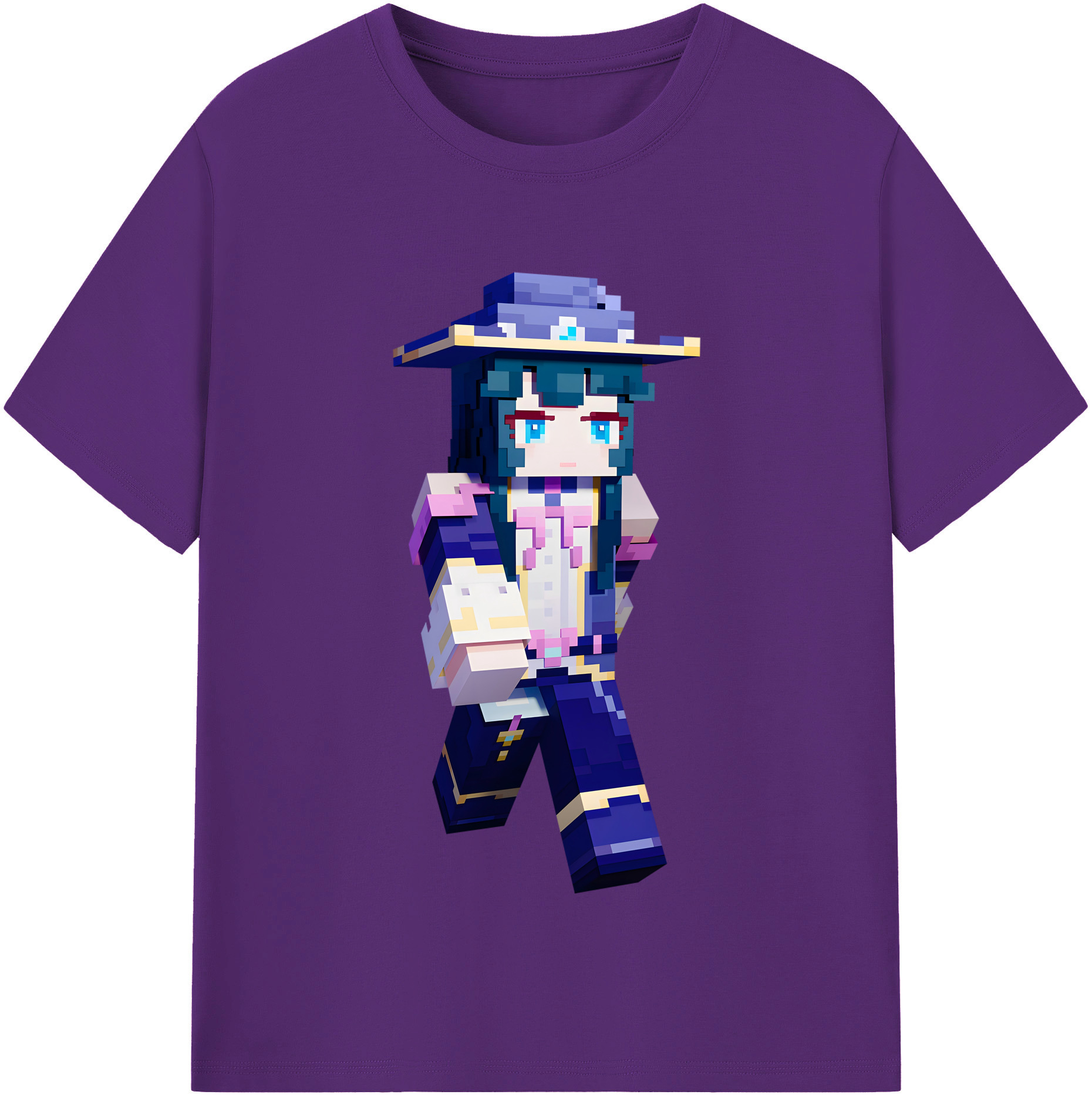 （画像用） マインクラフト ブロックの世界 Minecraft MC Block world 綿100％半袖Tシャツ（フロントプリント）