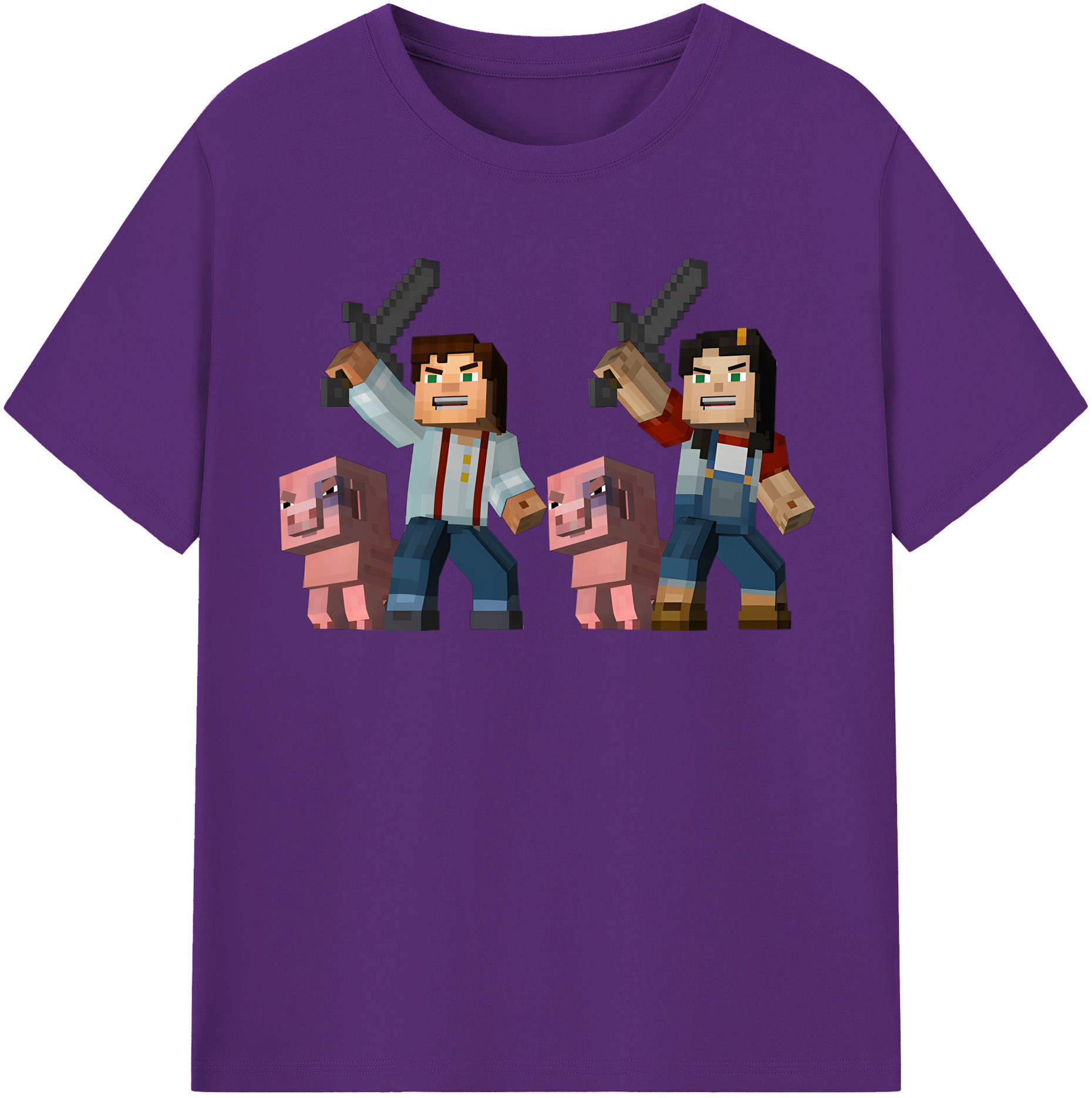 （画像用） マインクラフト ブロックの世界 Minecraft MC Block world 綿100％半袖Tシャツ（フロントプリント）