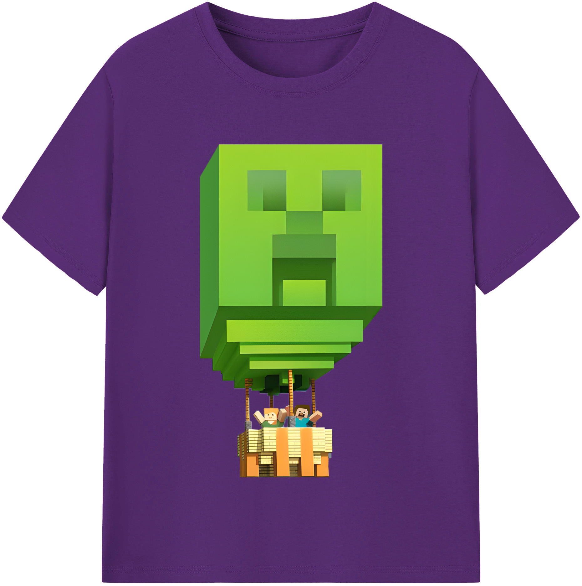 （画像用） マインクラフト ブロックの世界 Minecraft MC Block world 綿100％半袖Tシャツ（フロントプリント）