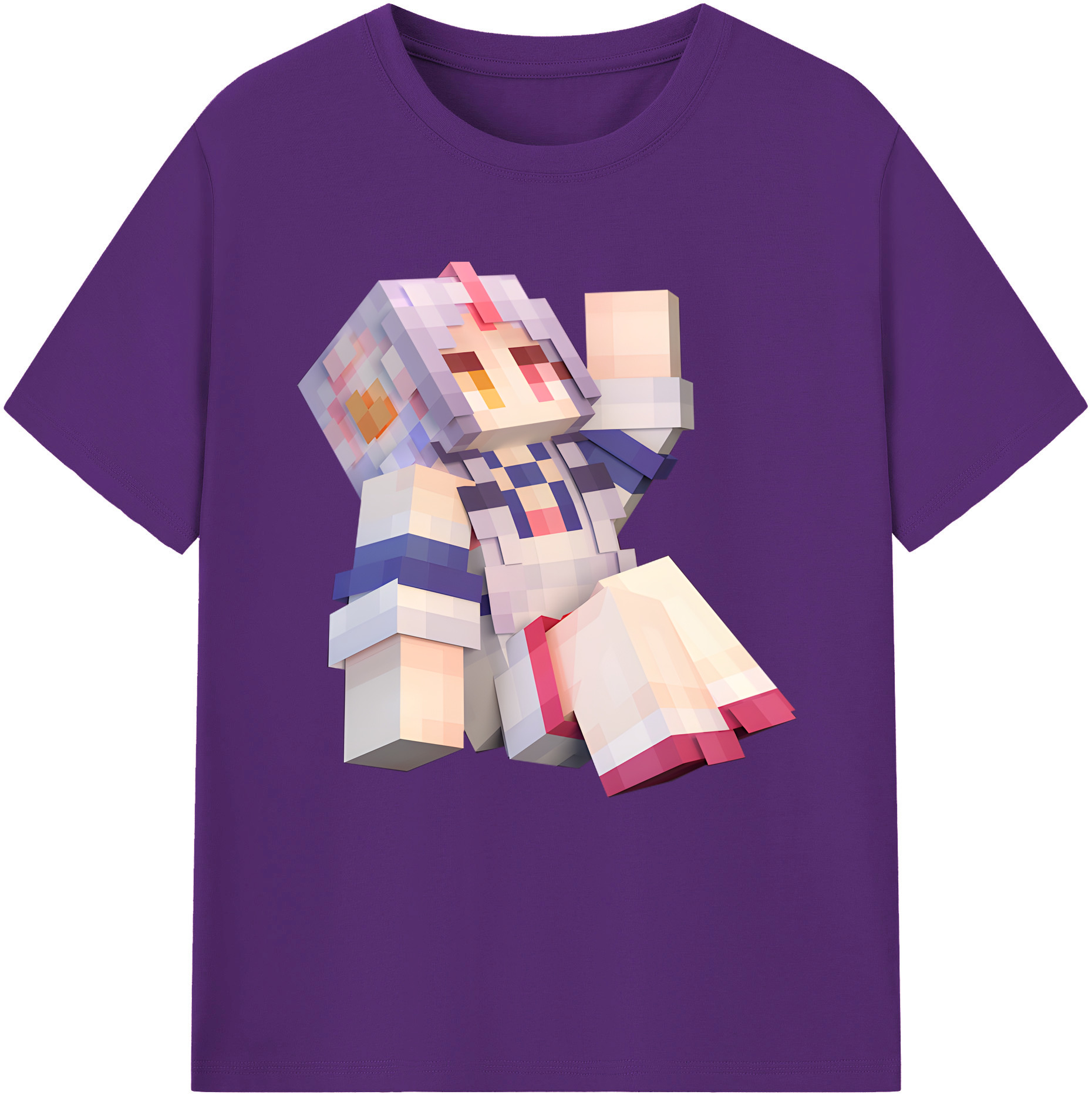 （画像用） マインクラフト ブロックの世界 Minecraft MC Block world 綿100％半袖Tシャツ（フロントプリント）