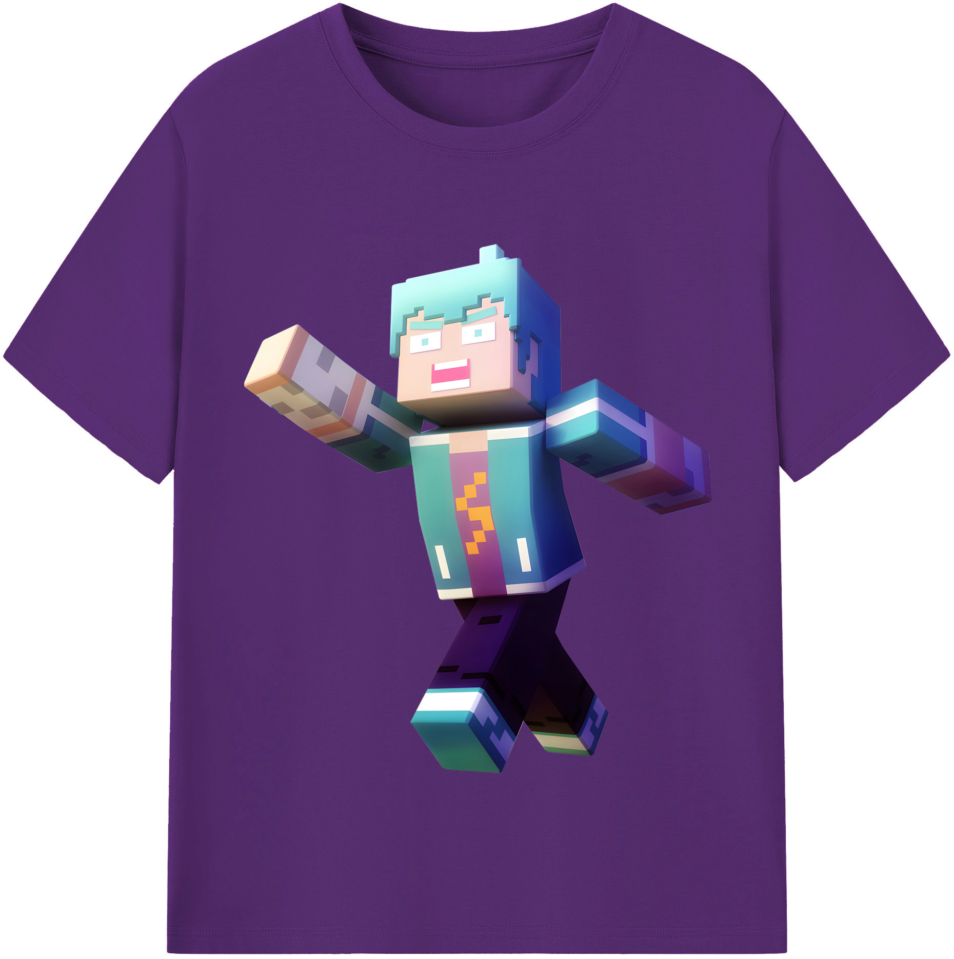（画像用） マインクラフト ブロックの世界 Minecraft MC Block world 綿100％半袖Tシャツ（フロントプリント）