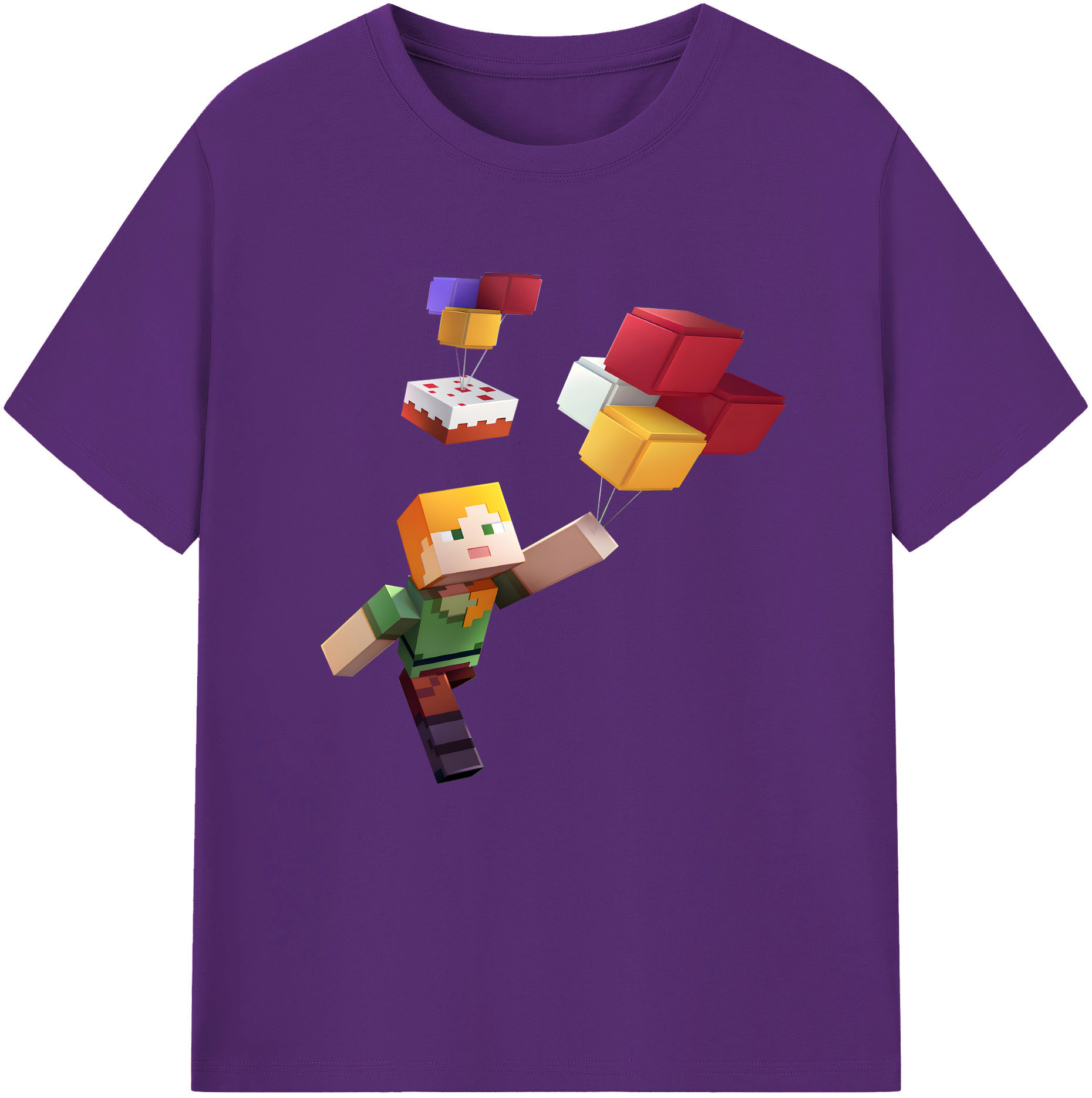 （画像用） マインクラフト ブロックの世界 Minecraft MC Block world 綿100％半袖Tシャツ（フロントプリント）