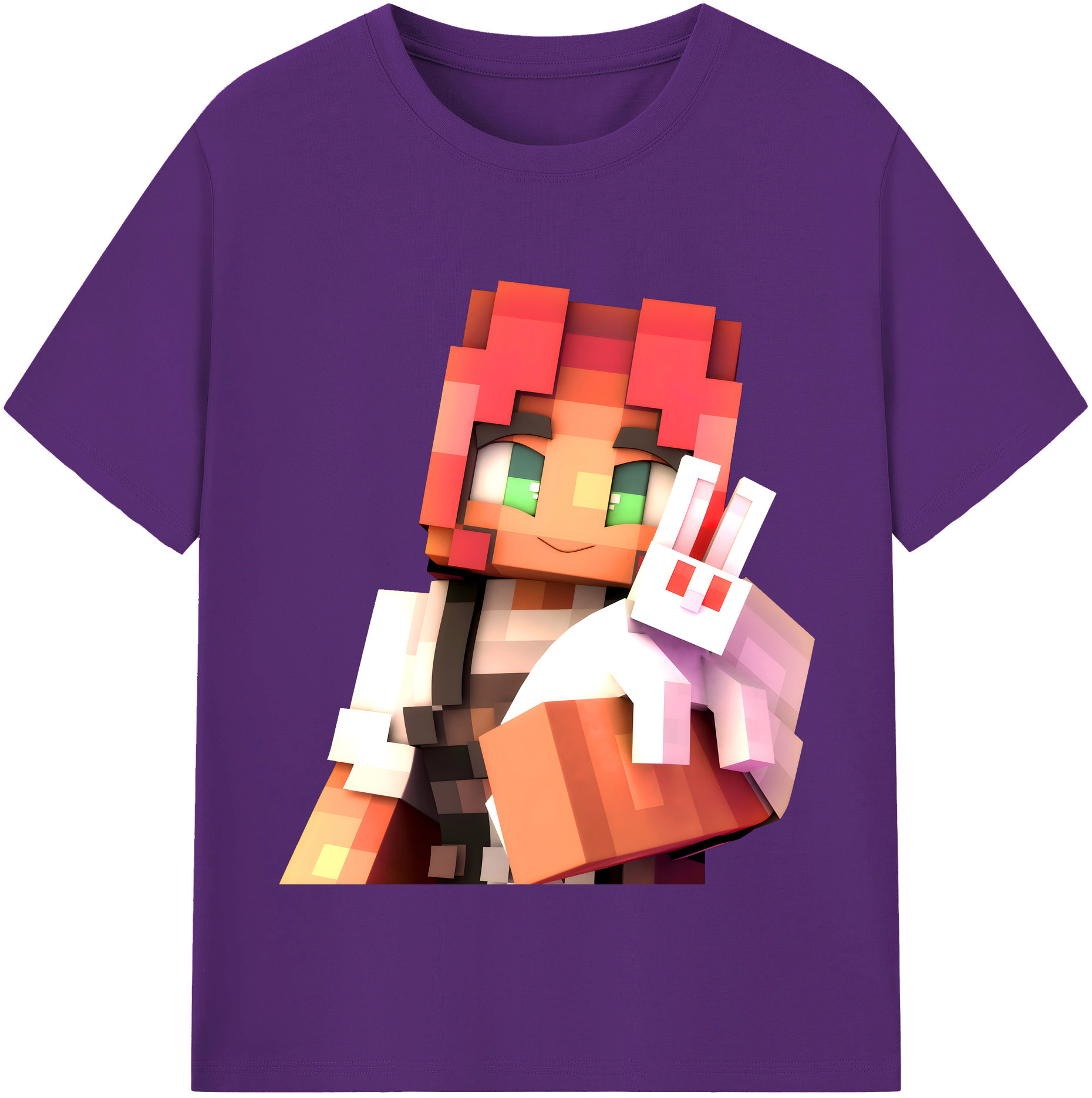 （画像用） マインクラフト ブロックの世界 Minecraft MC Block world 綿100％半袖Tシャツ（フロントプリント）