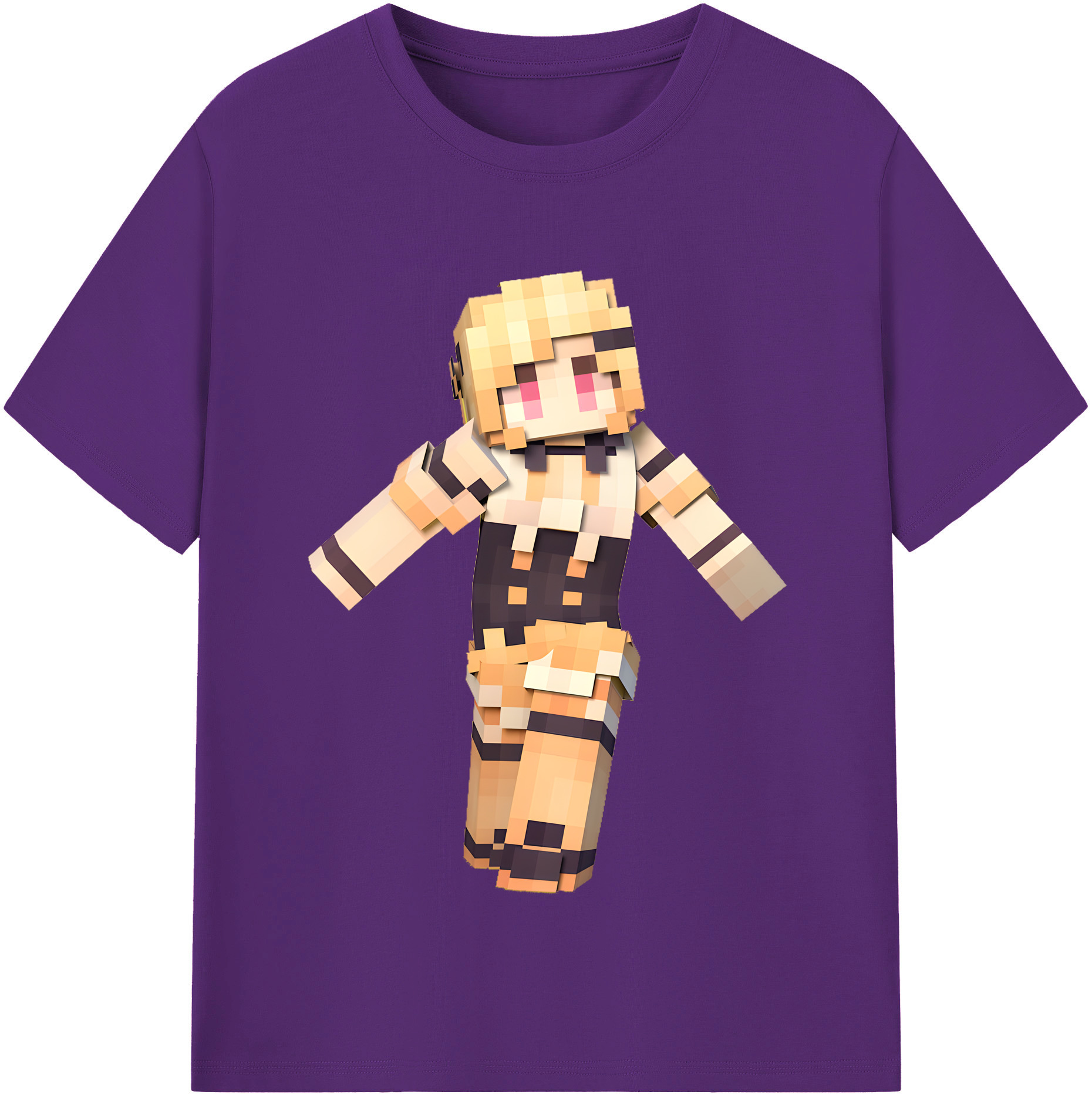 （画像用） マインクラフト ブロックの世界 Minecraft MC Block world 綿100％半袖Tシャツ（フロントプリント）