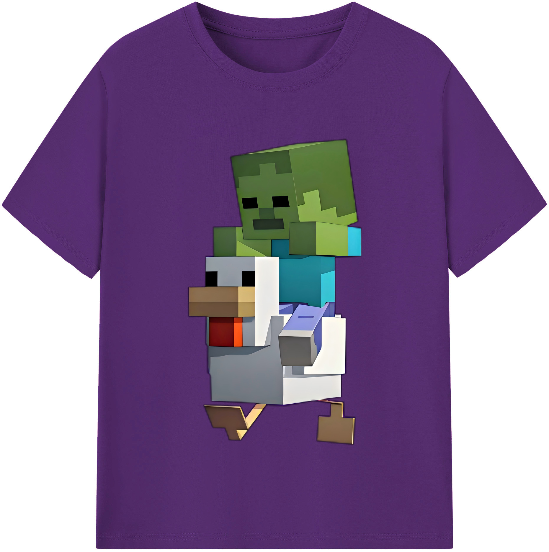 （画像用） マインクラフト ブロックの世界 Minecraft MC Block world 綿100％半袖Tシャツ（フロントプリント）