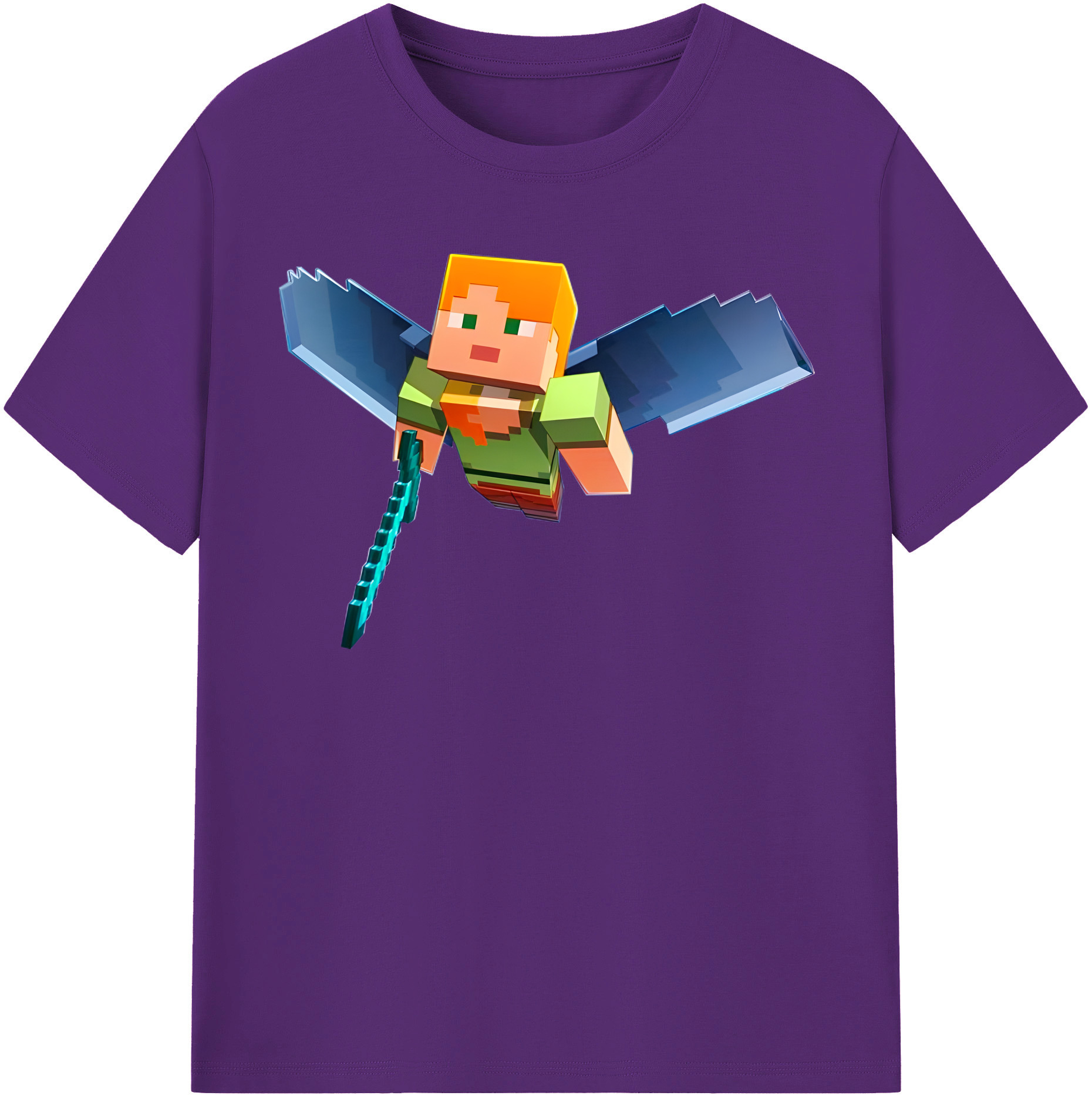 （画像用） マインクラフト ブロックの世界 Minecraft MC Block world 綿100％半袖Tシャツ（フロントプリント）