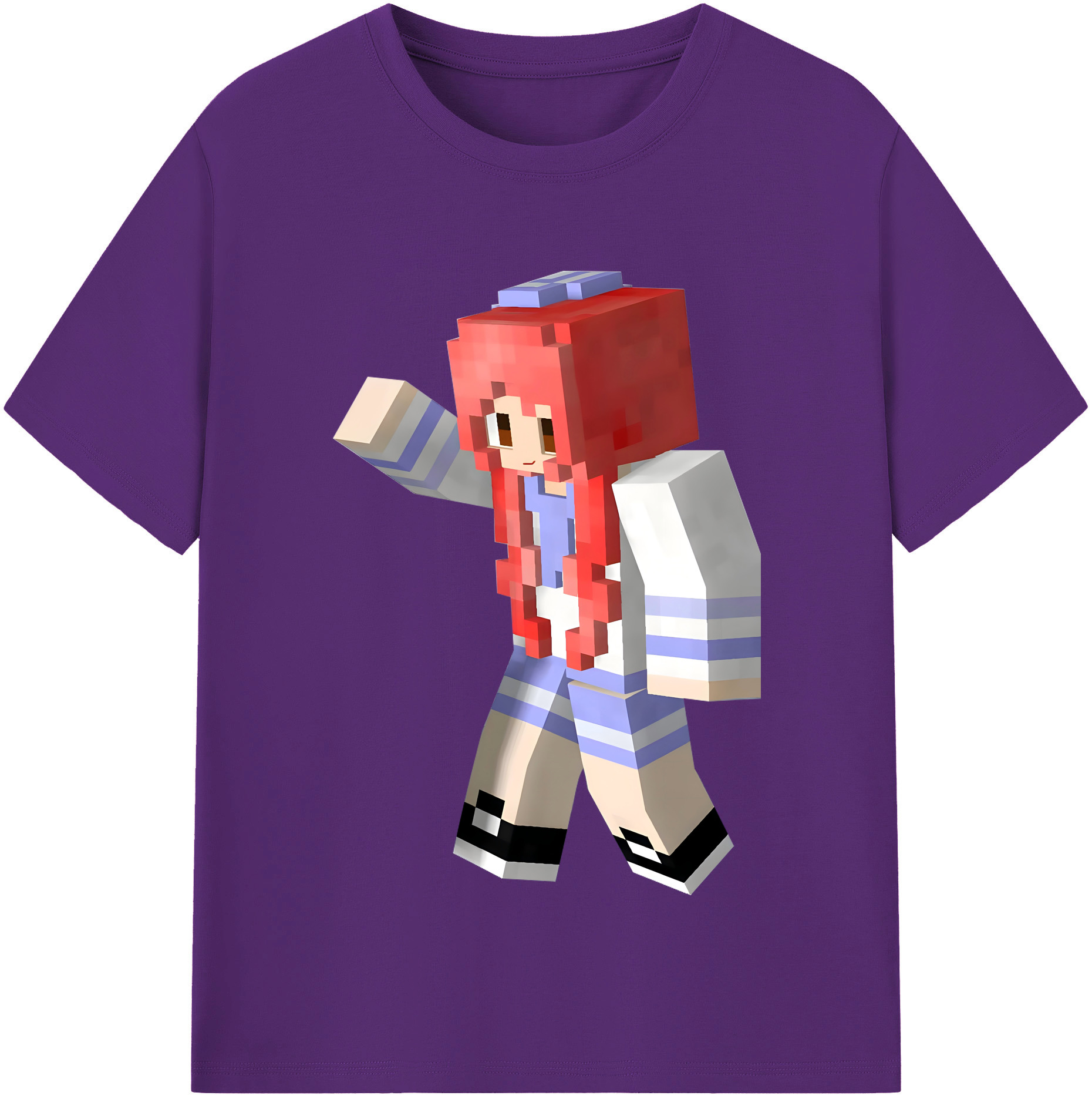 （画像用） マインクラフト ブロックの世界 Minecraft MC Block world 綿100％半袖Tシャツ（フロントプリント）