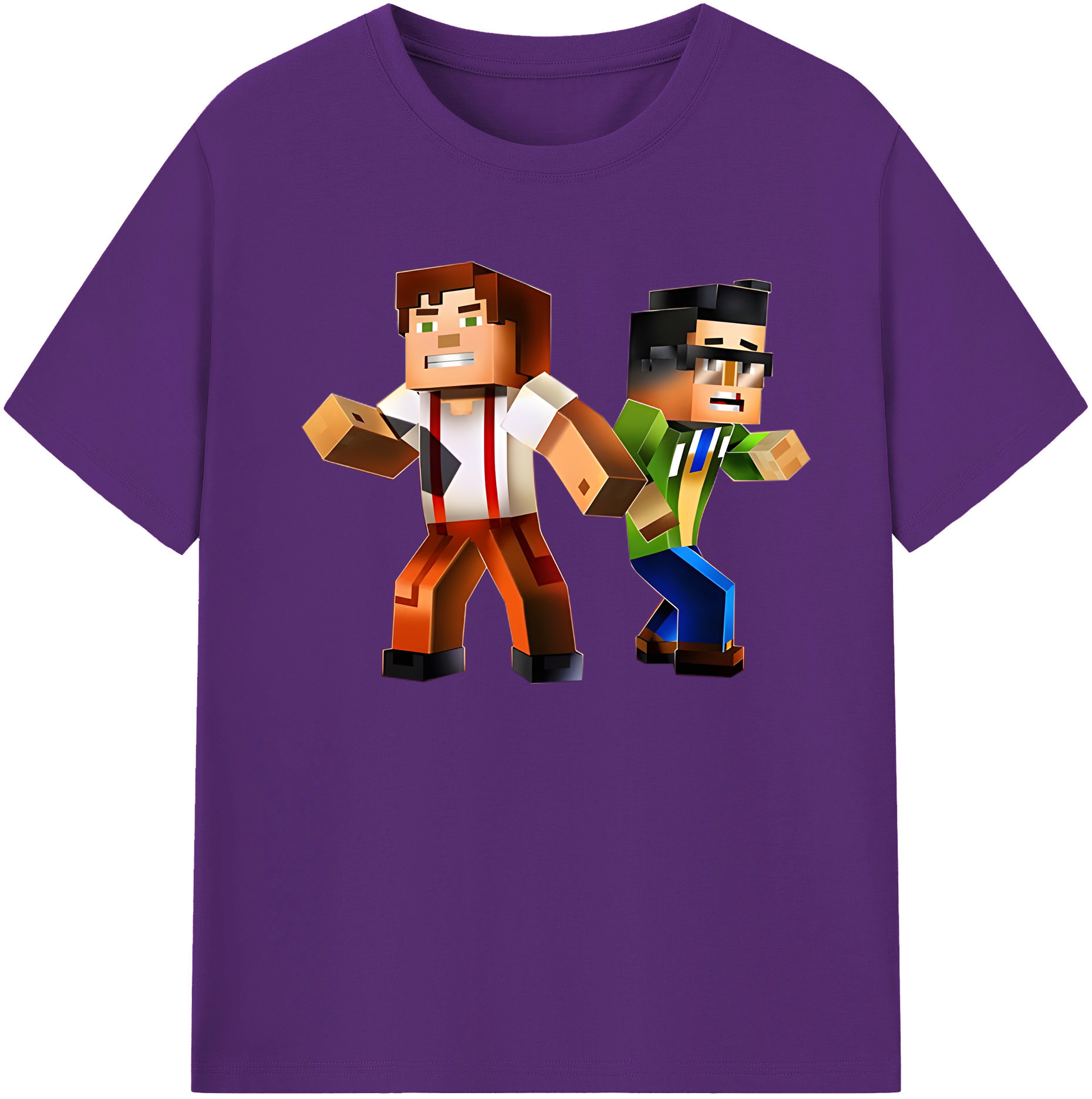 （画像用） マインクラフト ブロックの世界 Minecraft MC Block world 綿100％半袖Tシャツ（フロントプリント）