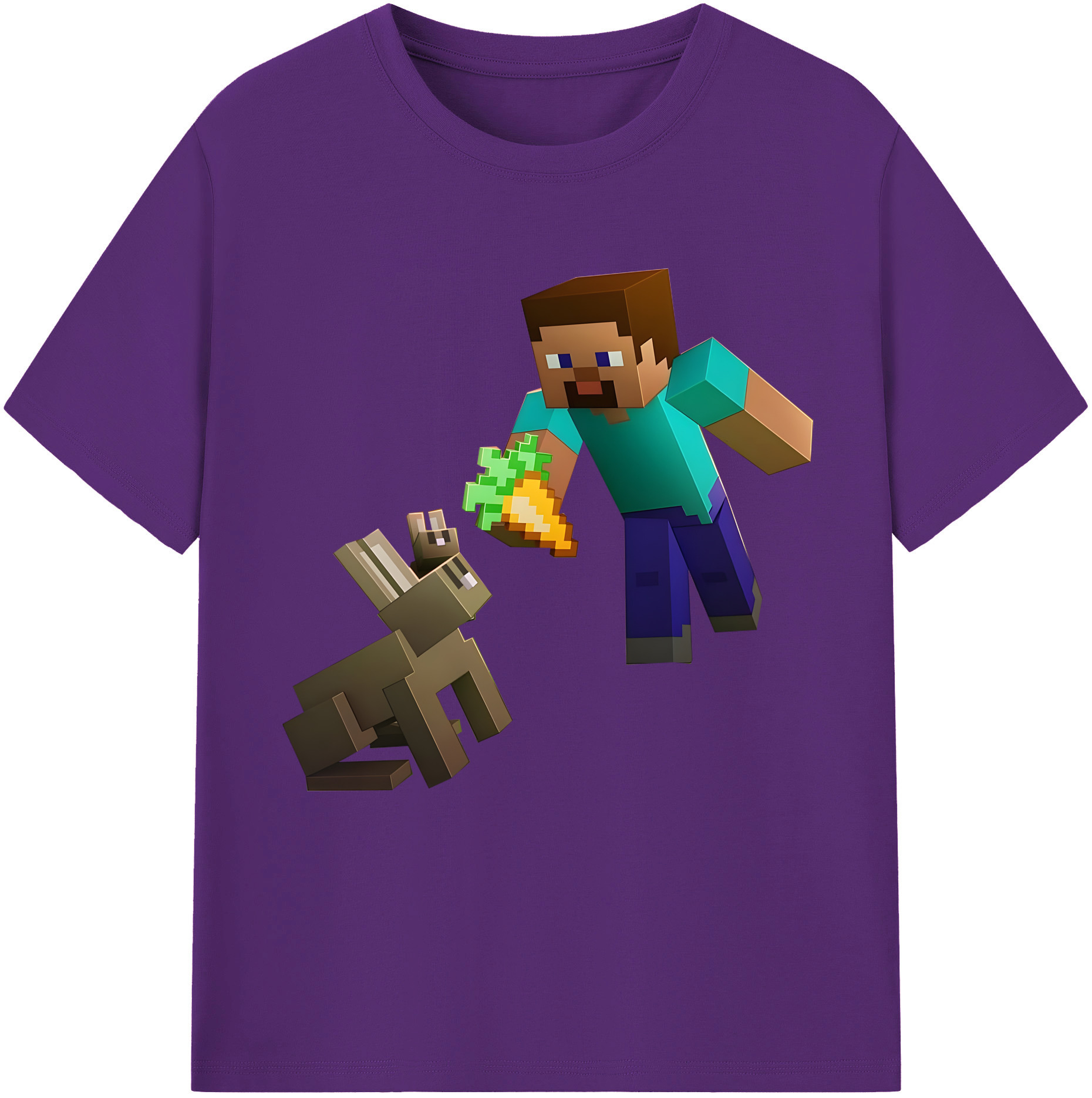 （画像用） マインクラフト ブロックの世界 Minecraft MC Block world 綿100％半袖Tシャツ（フロントプリント）
