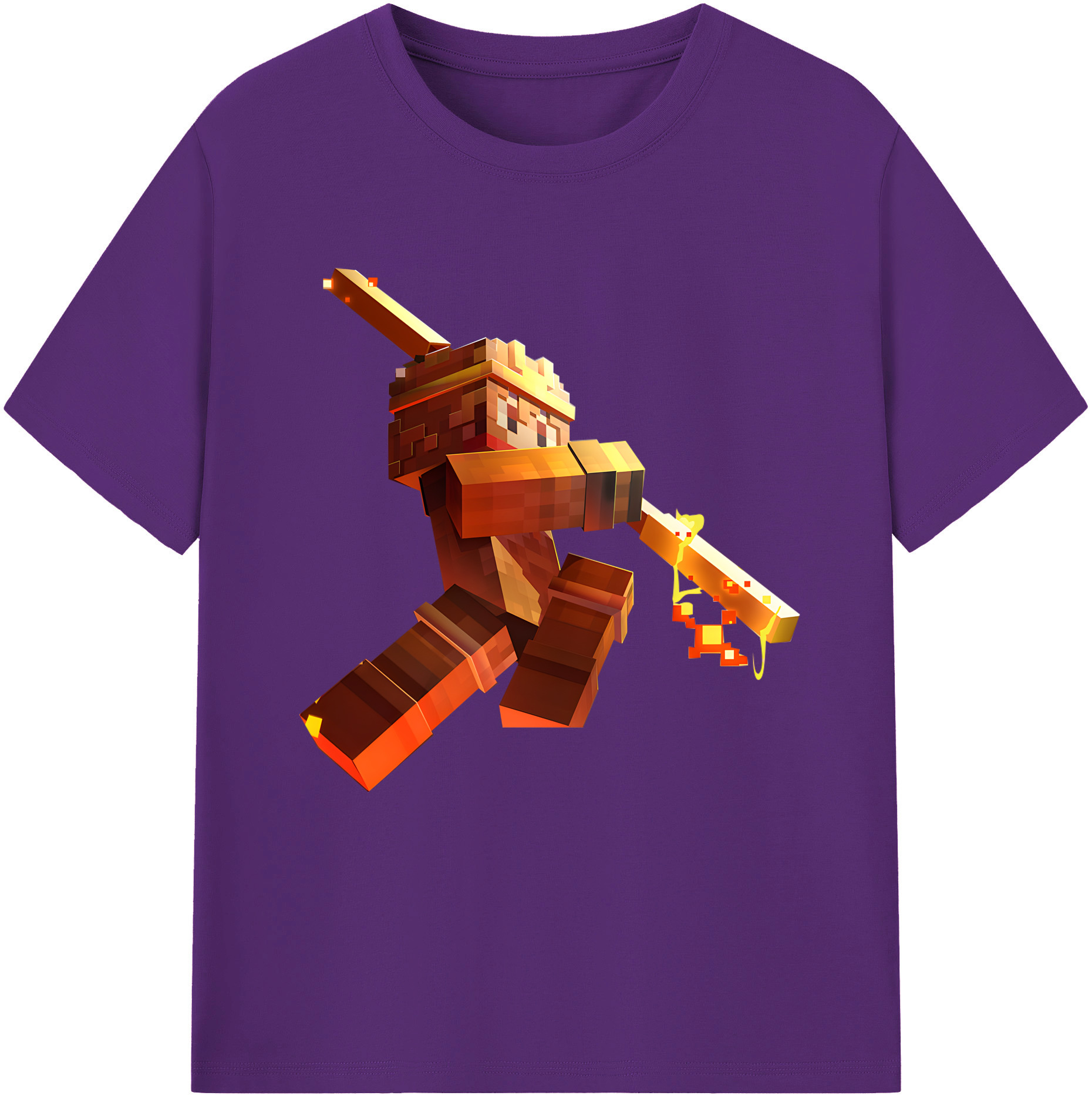 （画像用） マインクラフト ブロックの世界 Minecraft MC Block world 綿100％半袖Tシャツ（フロントプリント）