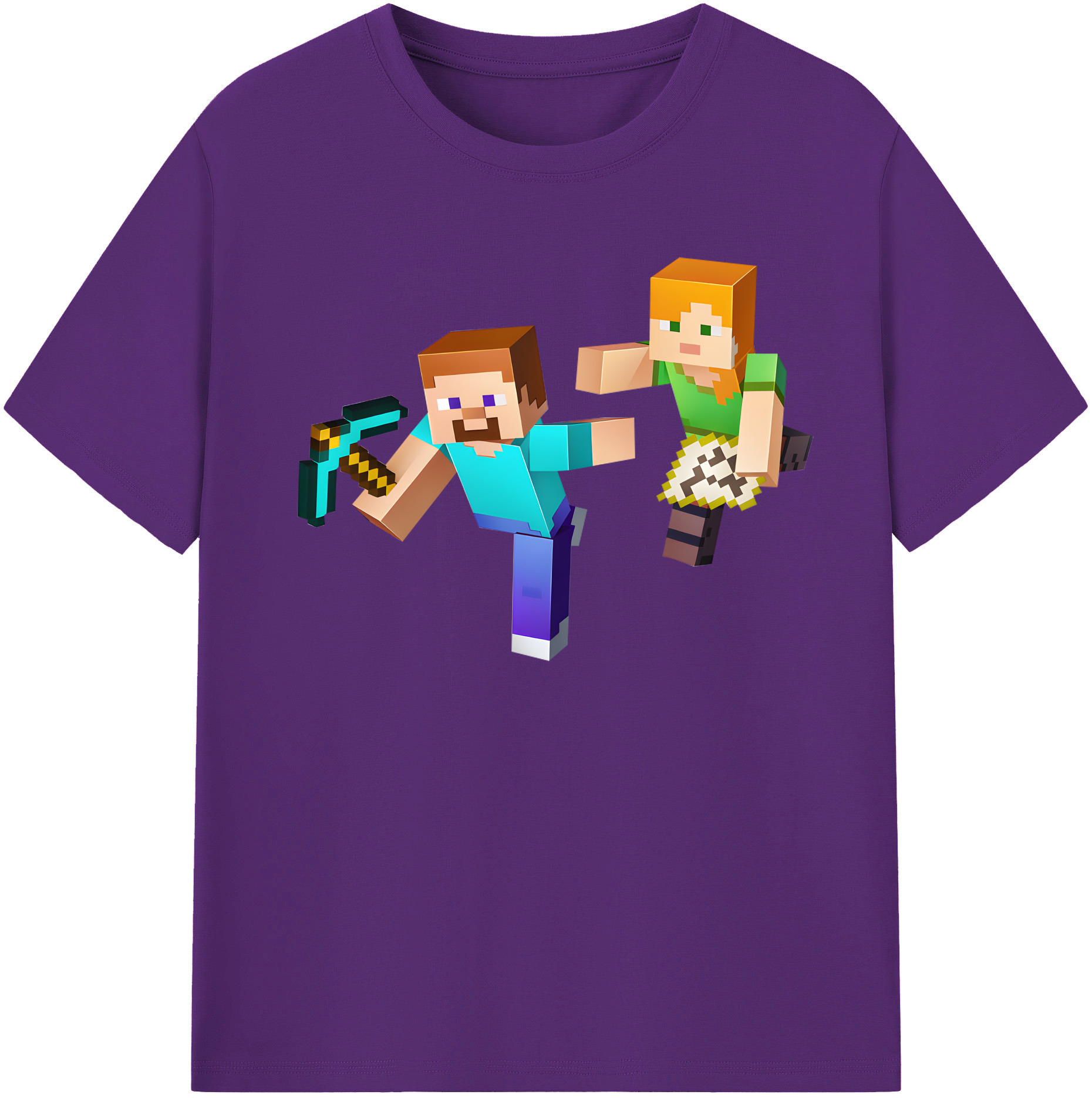 （画像用） マインクラフト ブロックの世界 Minecraft MC Block world 綿100％半袖Tシャツ（フロントプリント）