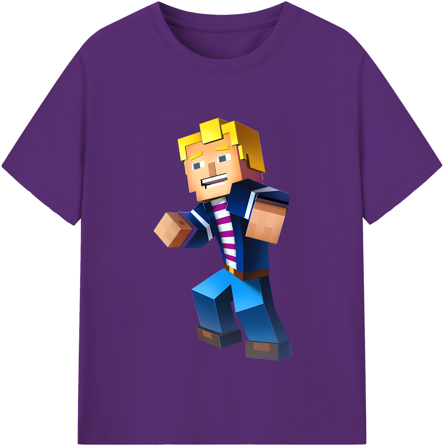 （画像用） マインクラフト ブロックの世界 Minecraft MC Block world 綿100％半袖Tシャツ（フロントプリント）