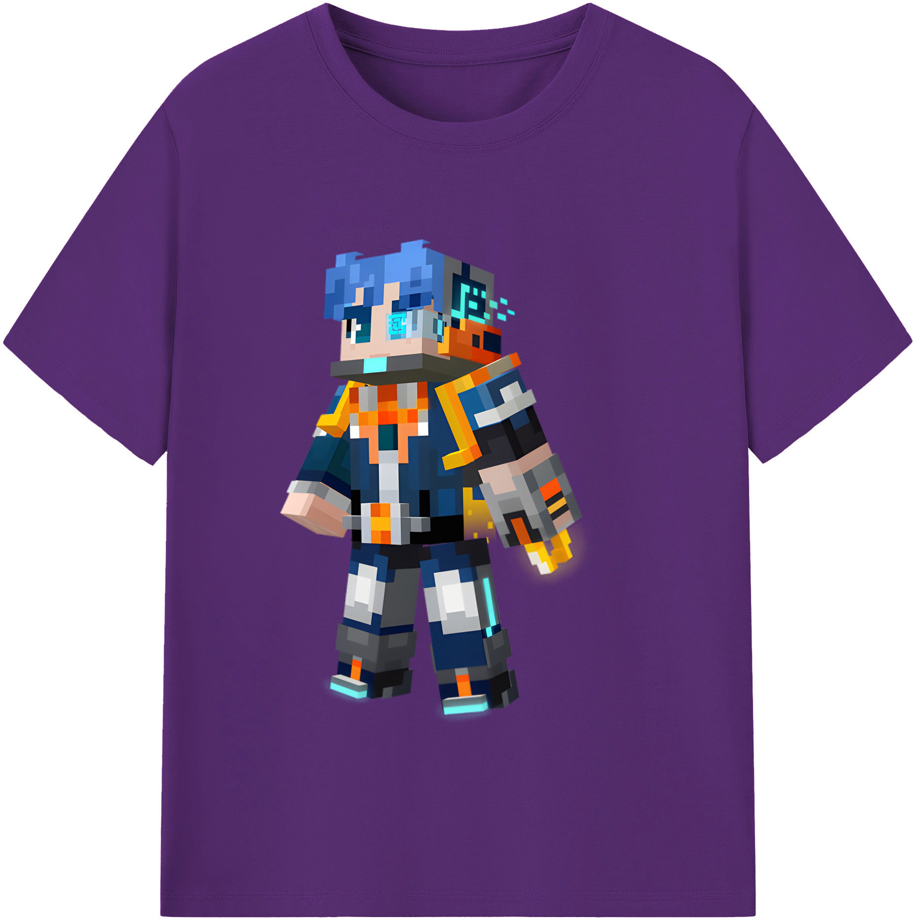 （画像用） マインクラフト ブロックの世界 Minecraft MC Block world 綿100％半袖Tシャツ（フロントプリント）