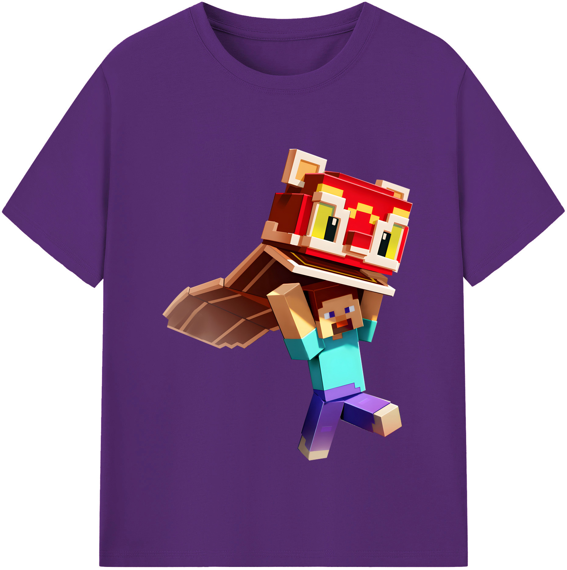 （画像用） マインクラフト ブロックの世界 Minecraft MC Block world 綿100％半袖Tシャツ（フロントプリント）