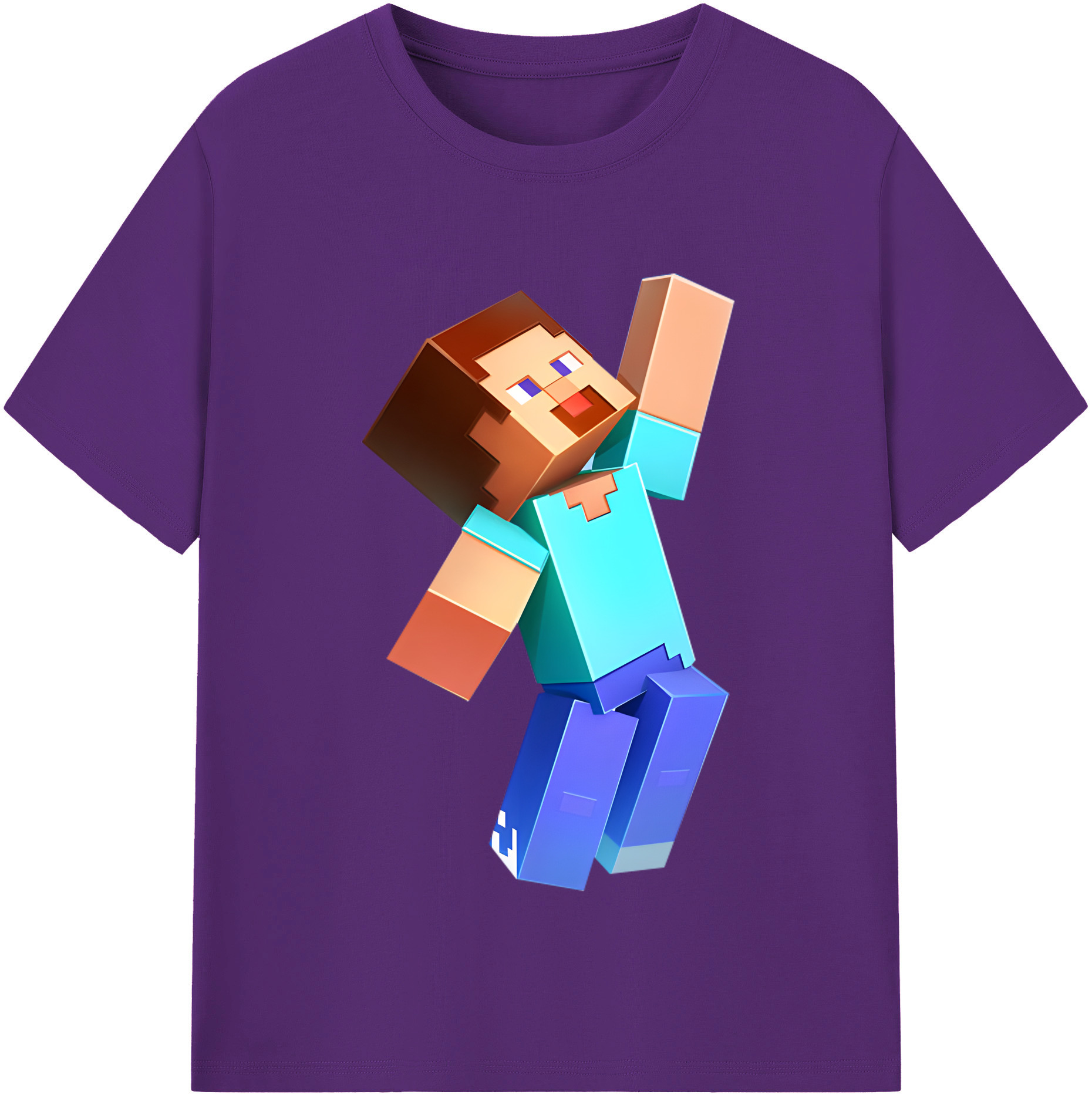 （画像用） マインクラフト ブロックの世界 Minecraft MC Block world 綿100％半袖Tシャツ（フロントプリント）