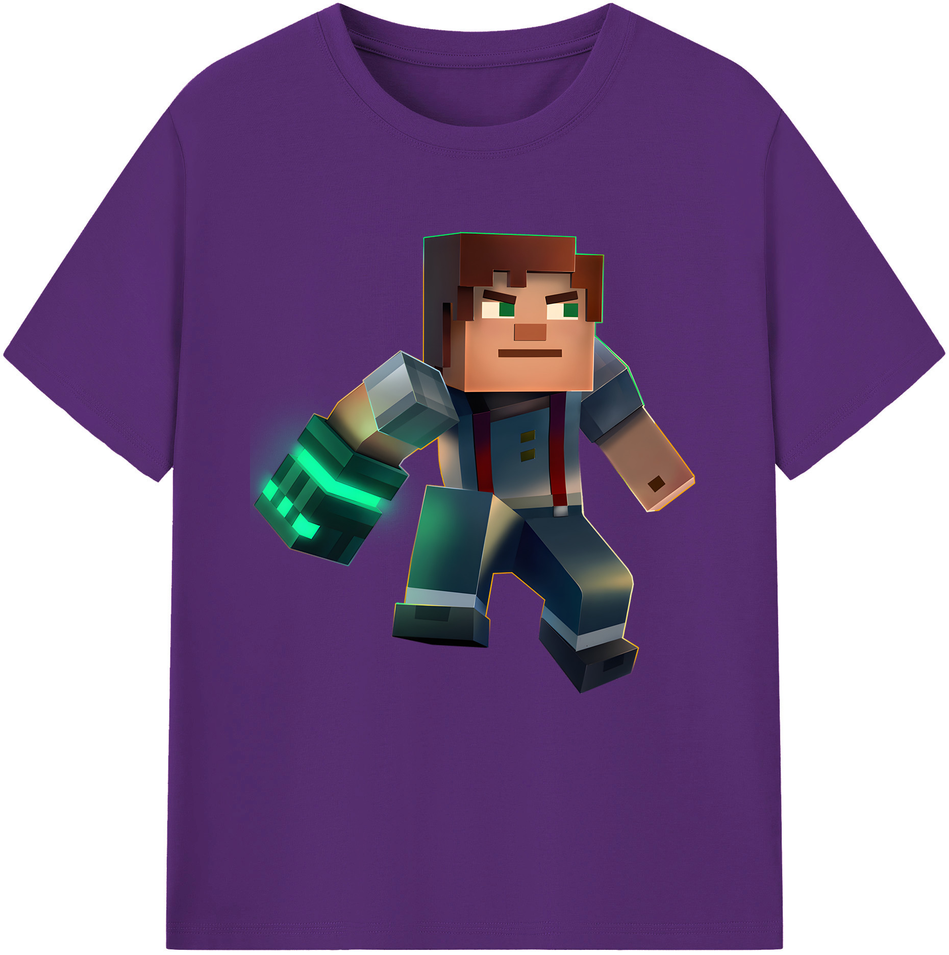 （画像用） マインクラフト ブロックの世界 Minecraft MC Block world 綿100％半袖Tシャツ（フロントプリント）