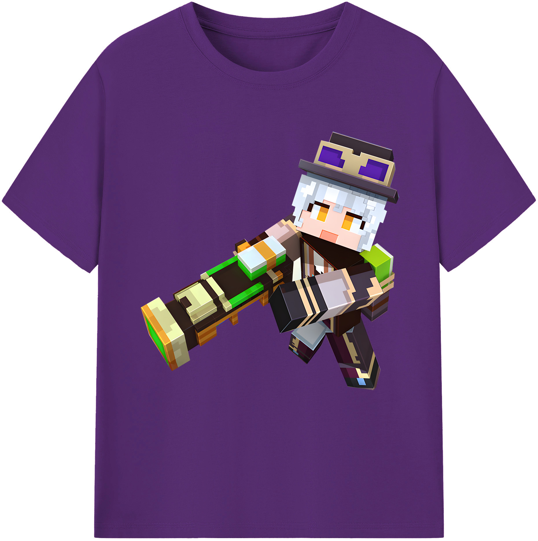 （画像用） マインクラフト ブロックの世界 Minecraft MC Block world 綿100％半袖Tシャツ（フロントプリント）
