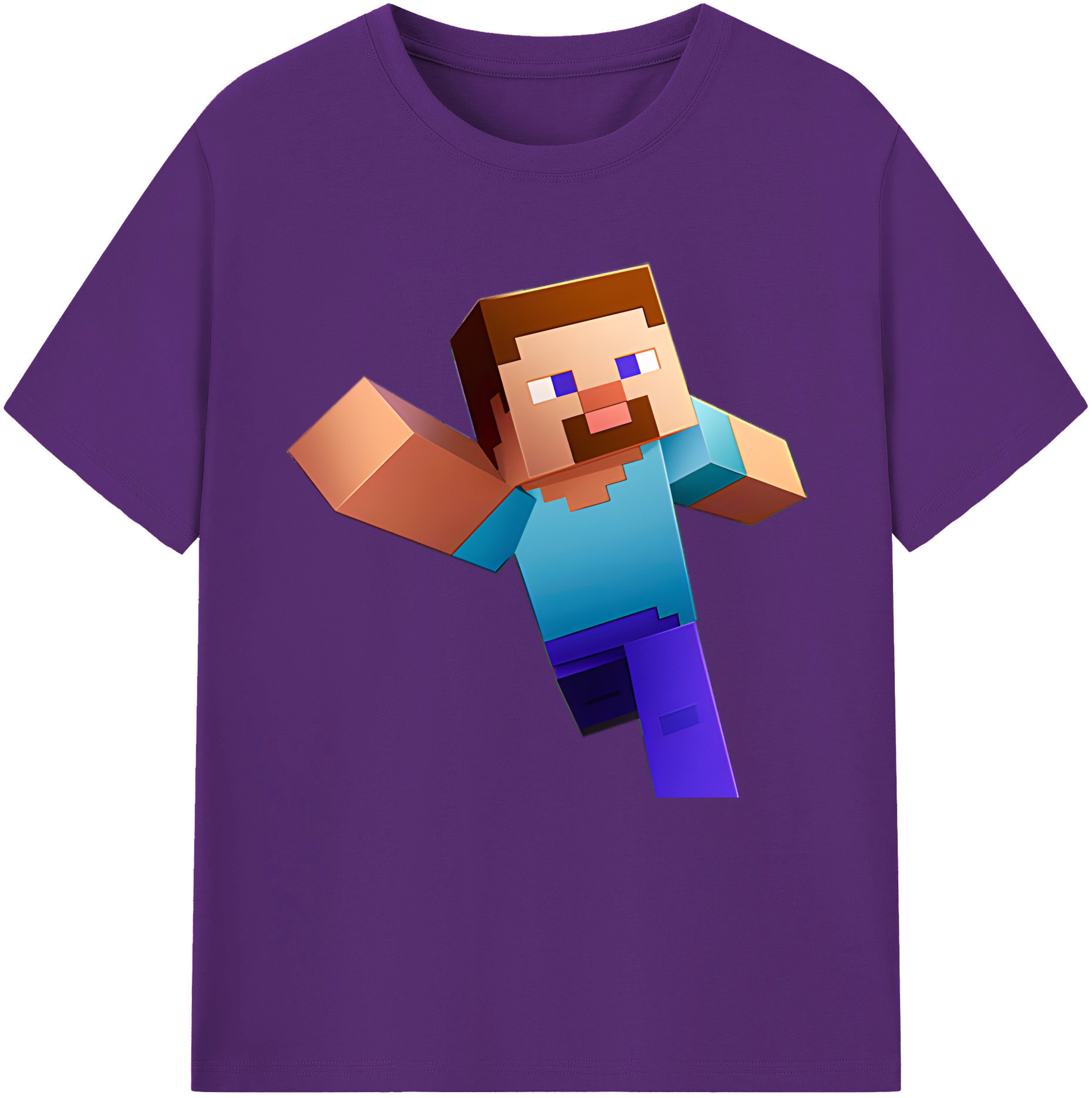 （画像用） マインクラフト ブロックの世界 Minecraft MC Block world 綿100％半袖Tシャツ（フロントプリント）