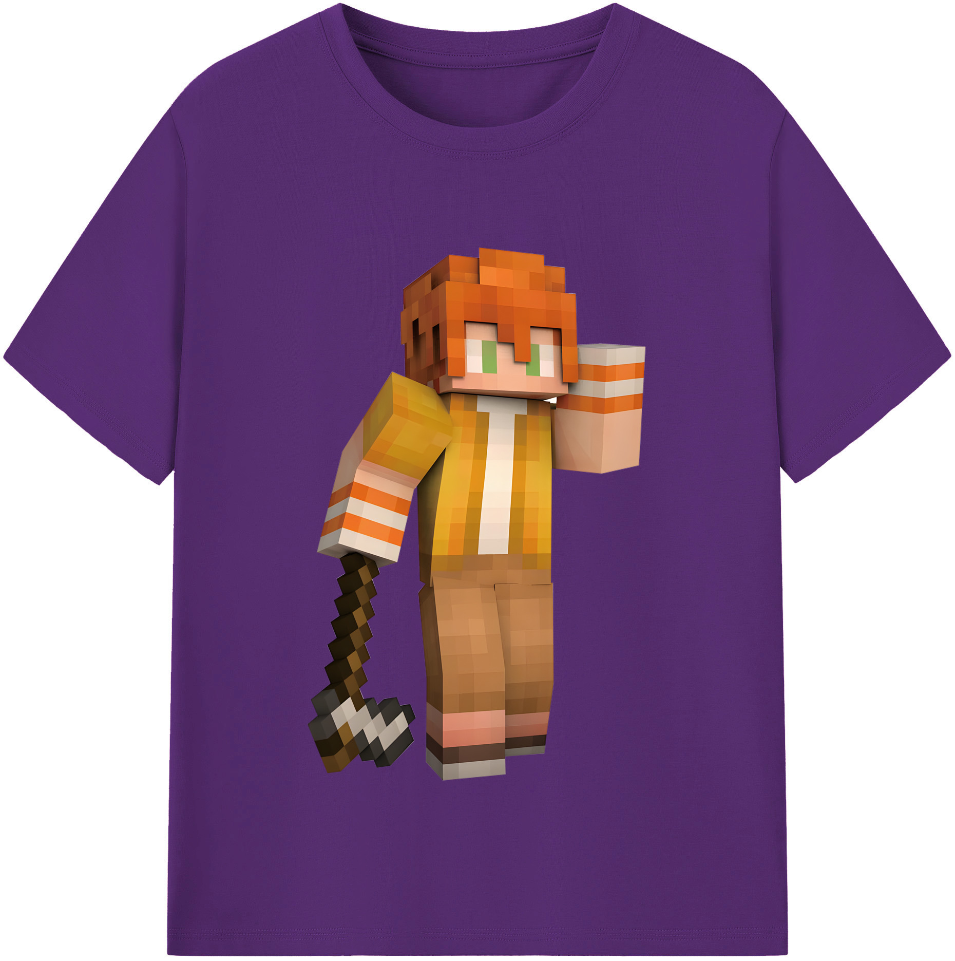 （画像用） マインクラフト ブロックの世界 Minecraft MC Block world 綿100％半袖Tシャツ（フロントプリント）