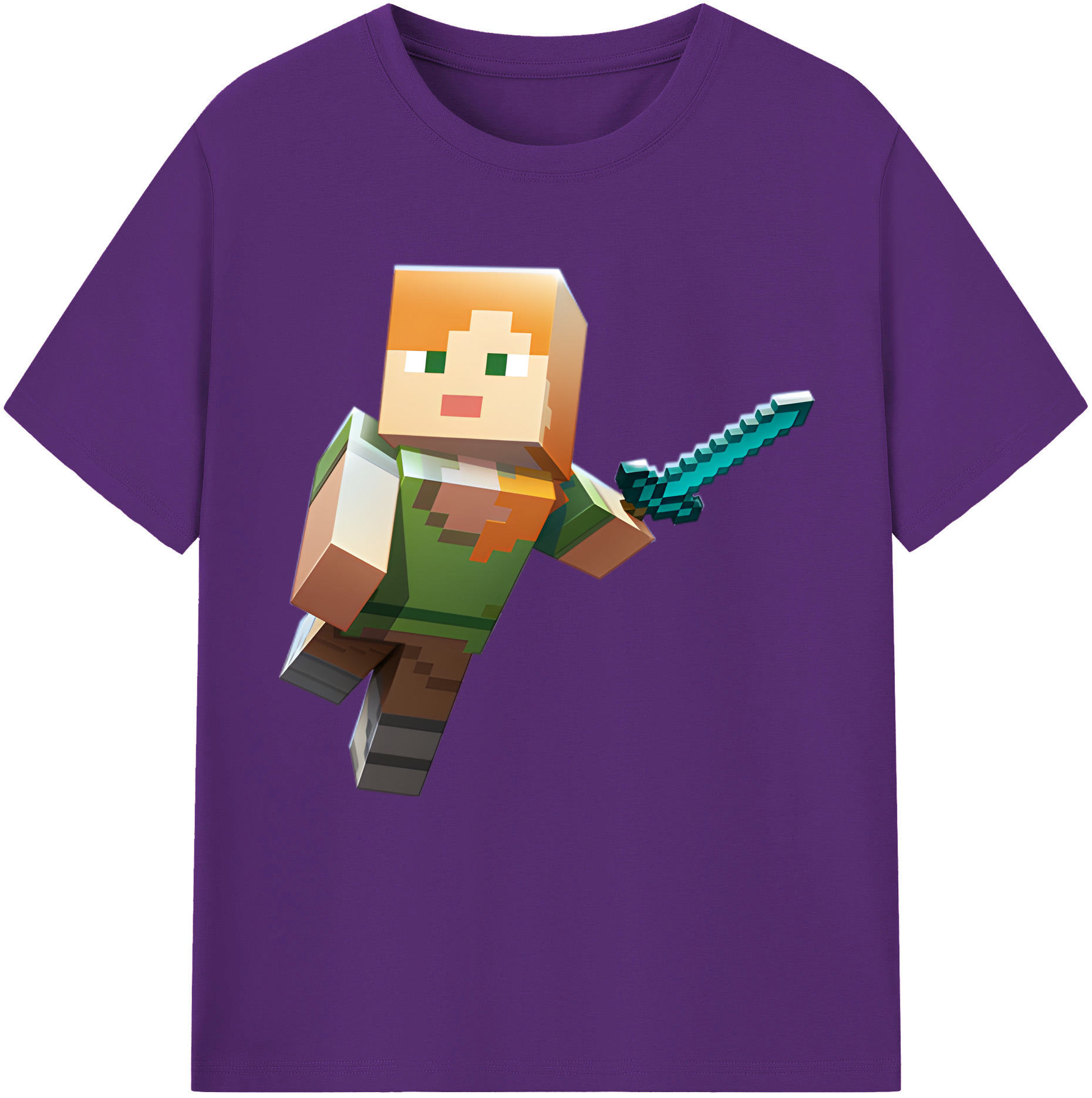 （画像用） マインクラフト ブロックの世界 Minecraft MC Block world 綿100％半袖Tシャツ（フロントプリント）