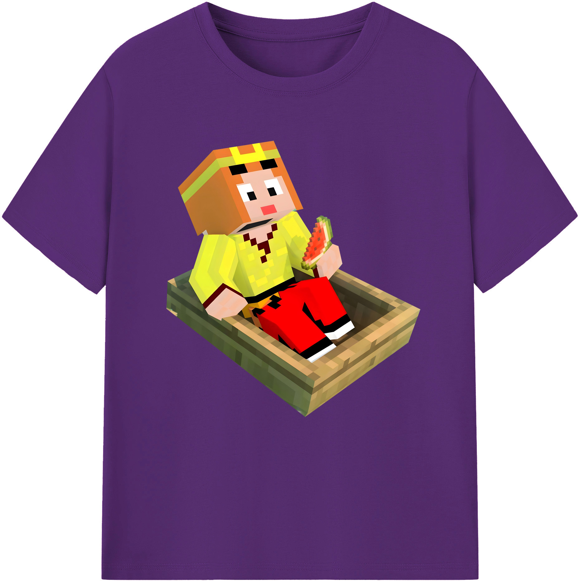 （画像用） マインクラフト ブロックの世界 Minecraft MC Block world 綿100％半袖Tシャツ（フロントプリント）