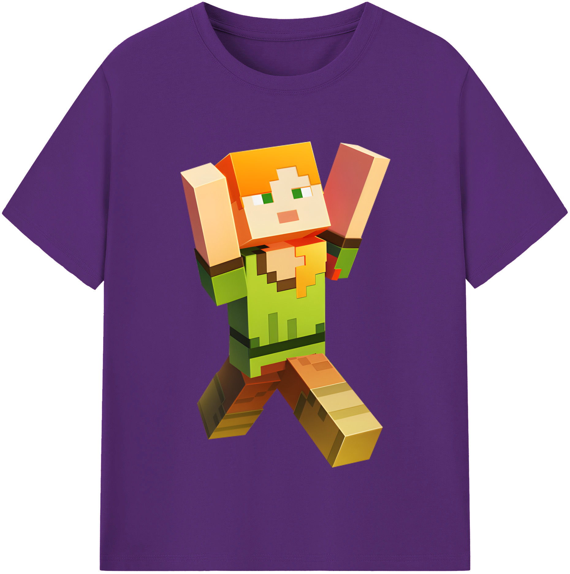 （画像用） マインクラフト ブロックの世界 Minecraft MC Block world 綿100％半袖Tシャツ（フロントプリント）