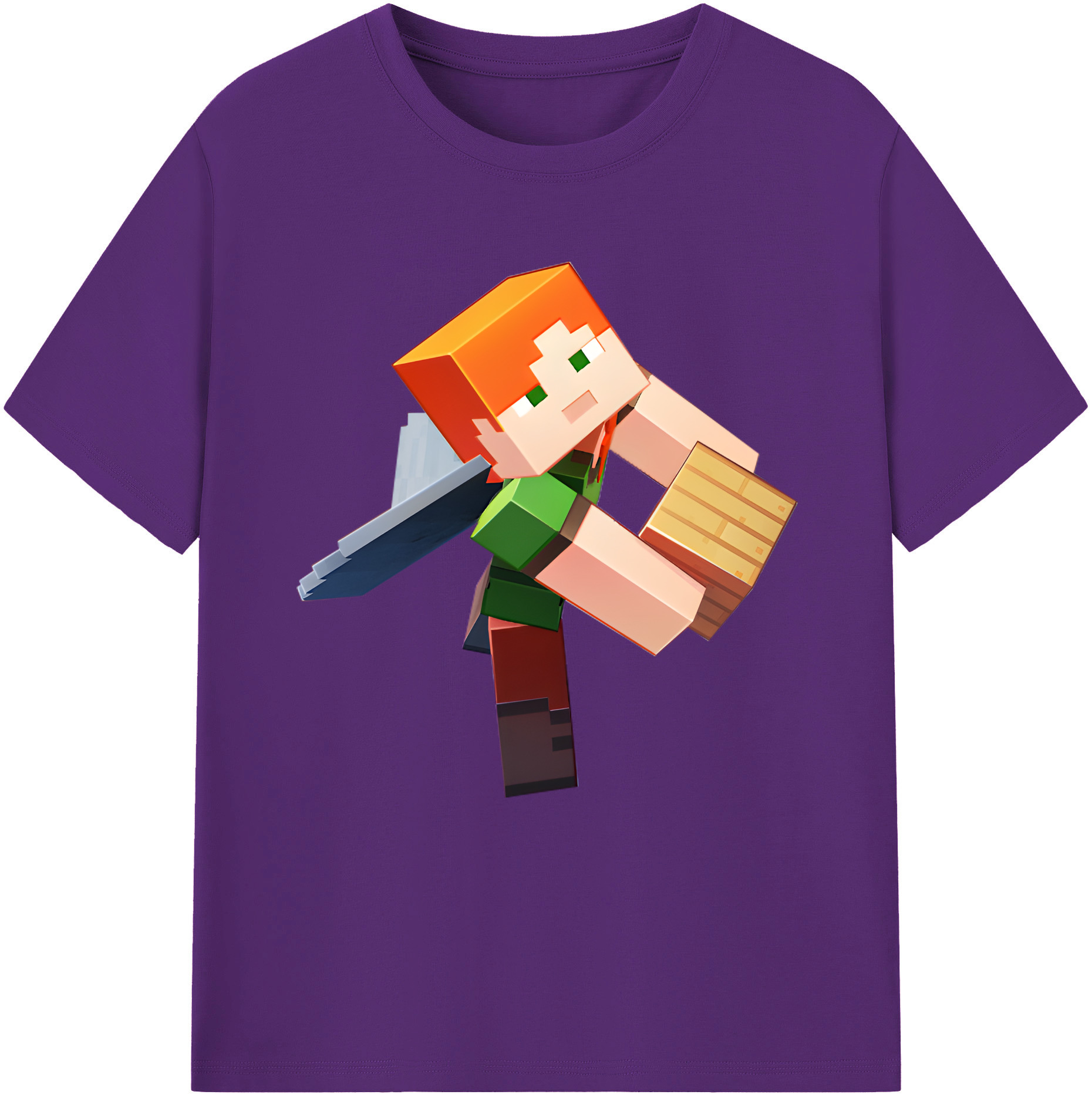 （画像用） マインクラフト ブロックの世界 Minecraft MC Block world 綿100％半袖Tシャツ（フロントプリント）