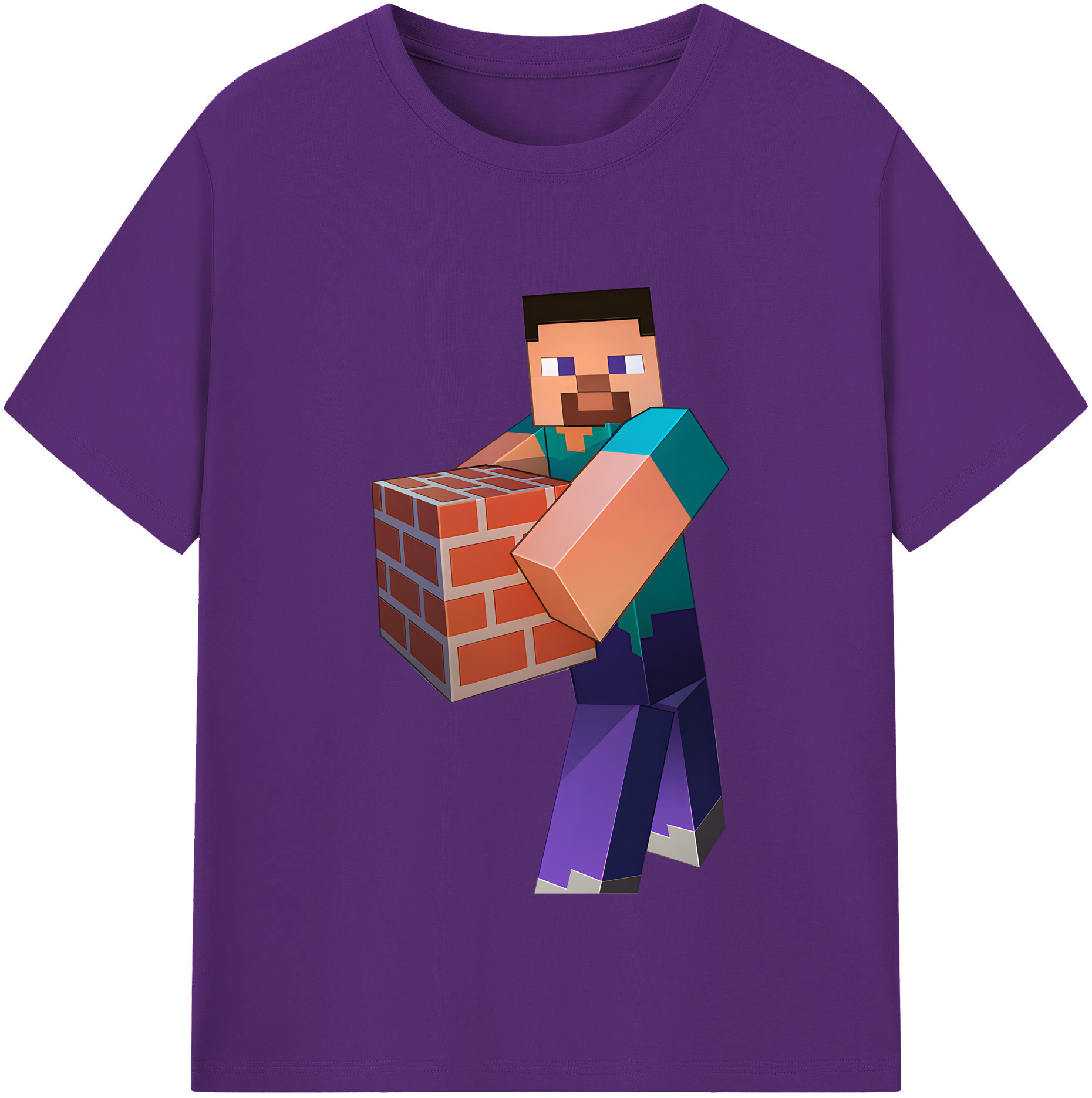 （画像用） マインクラフト ブロックの世界 Minecraft MC Block world 綿100％半袖Tシャツ（フロントプリント）