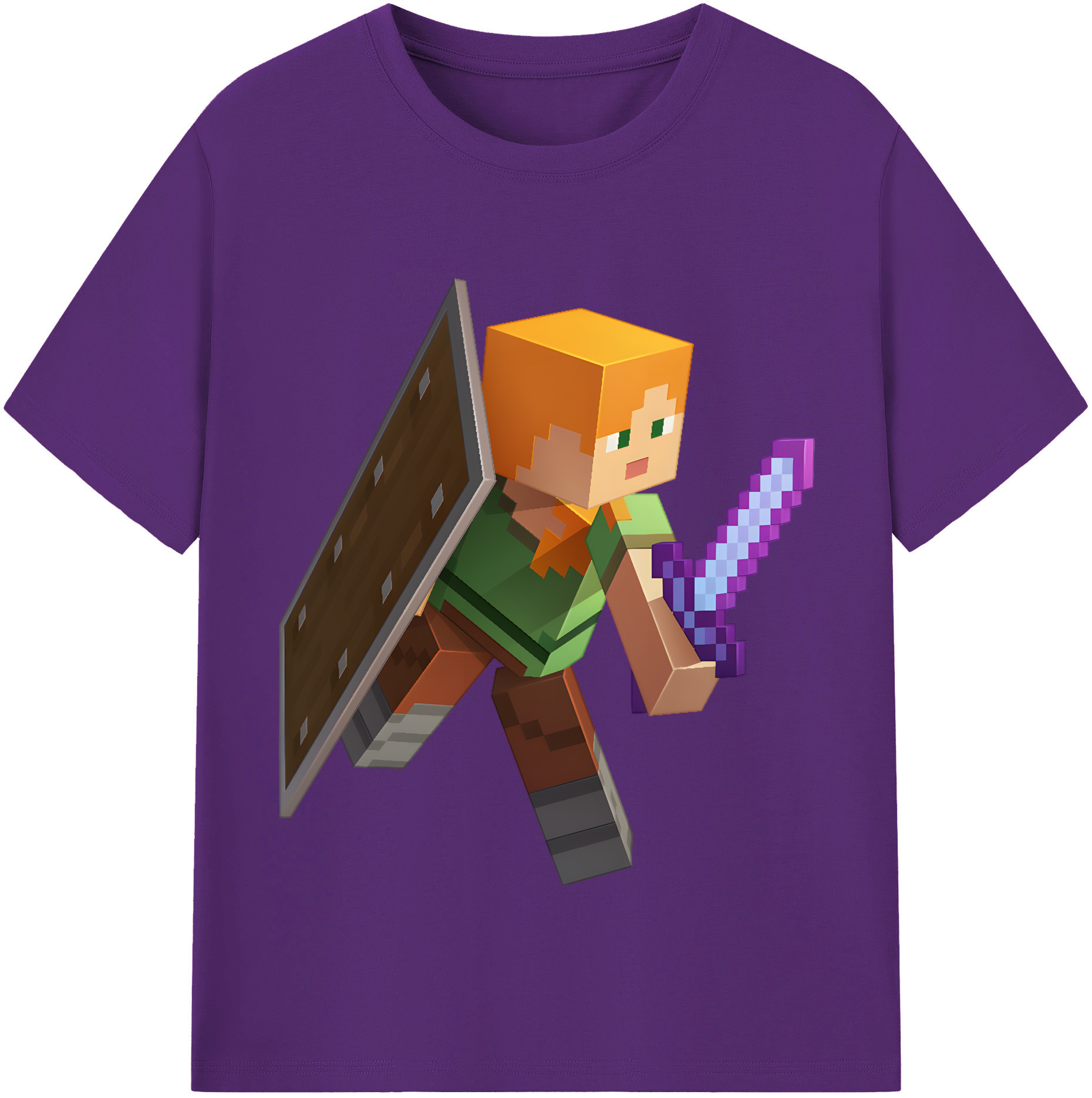 （画像用） マインクラフト ブロックの世界 Minecraft MC Block world 綿100％半袖Tシャツ（フロントプリント）