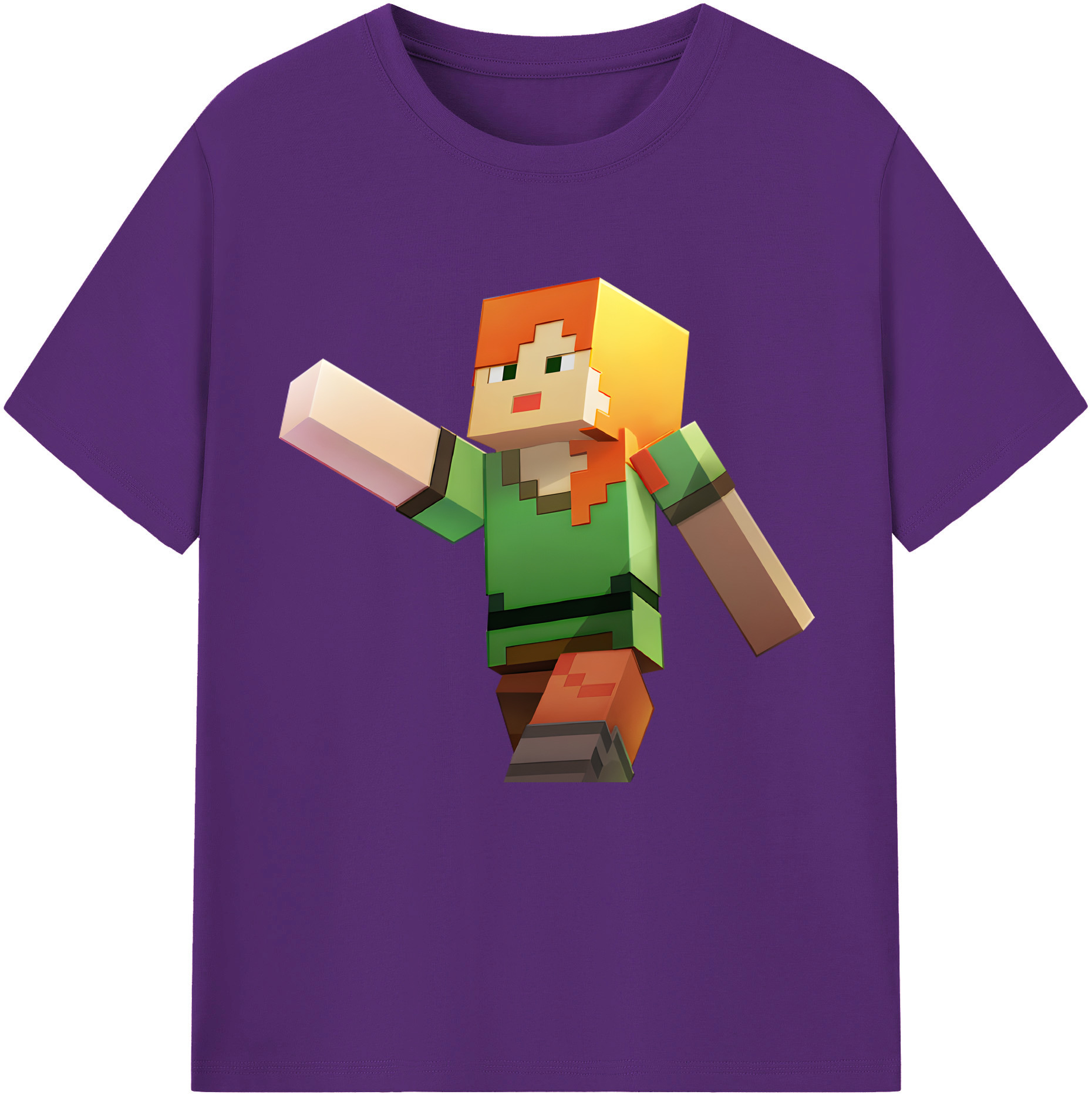 （画像用） マインクラフト ブロックの世界 Minecraft MC Block world 綿100％半袖Tシャツ（フロントプリント）