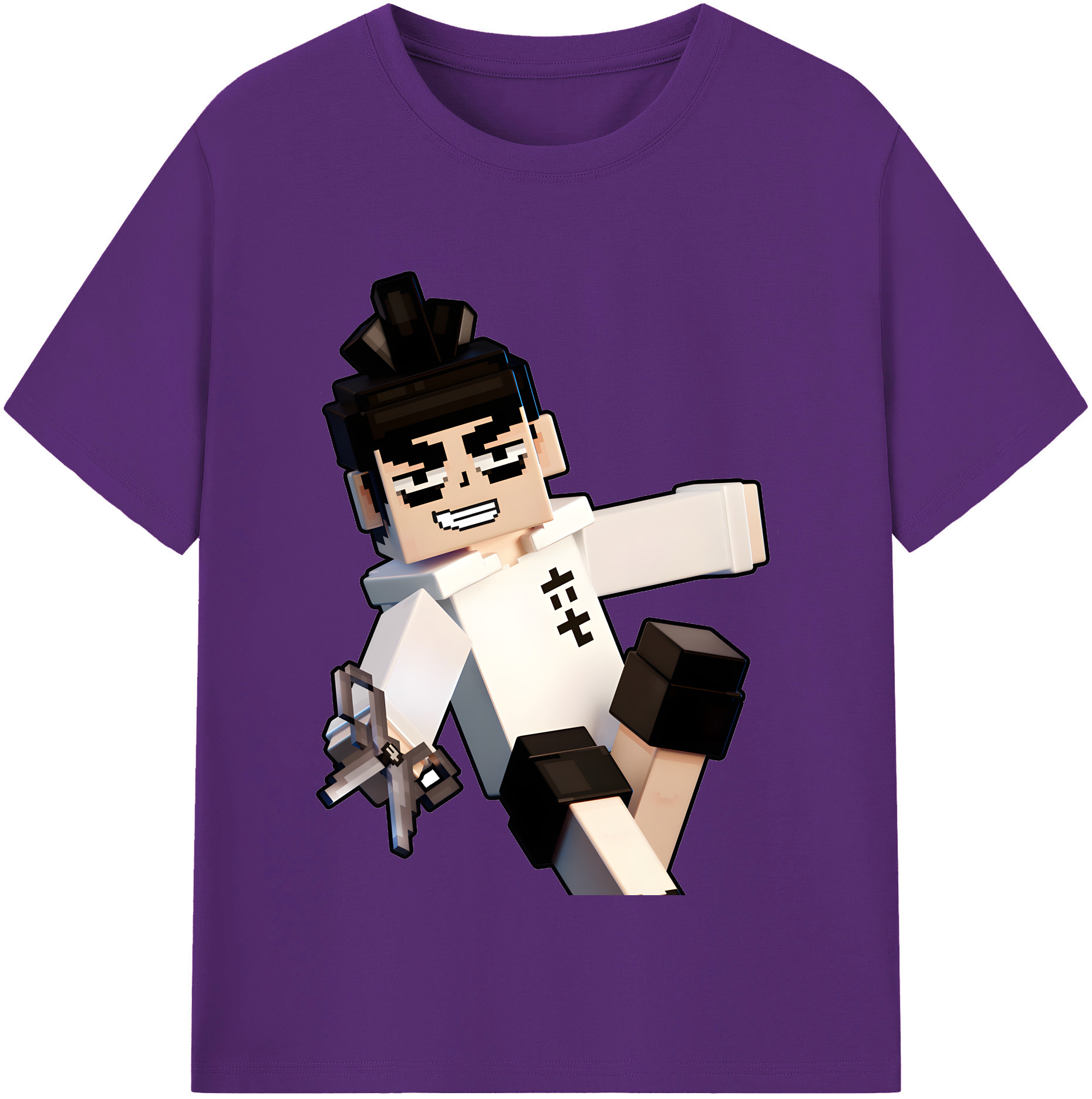（画像用） マインクラフト ブロックの世界 Minecraft MC Block world 綿100％半袖Tシャツ（フロントプリント）