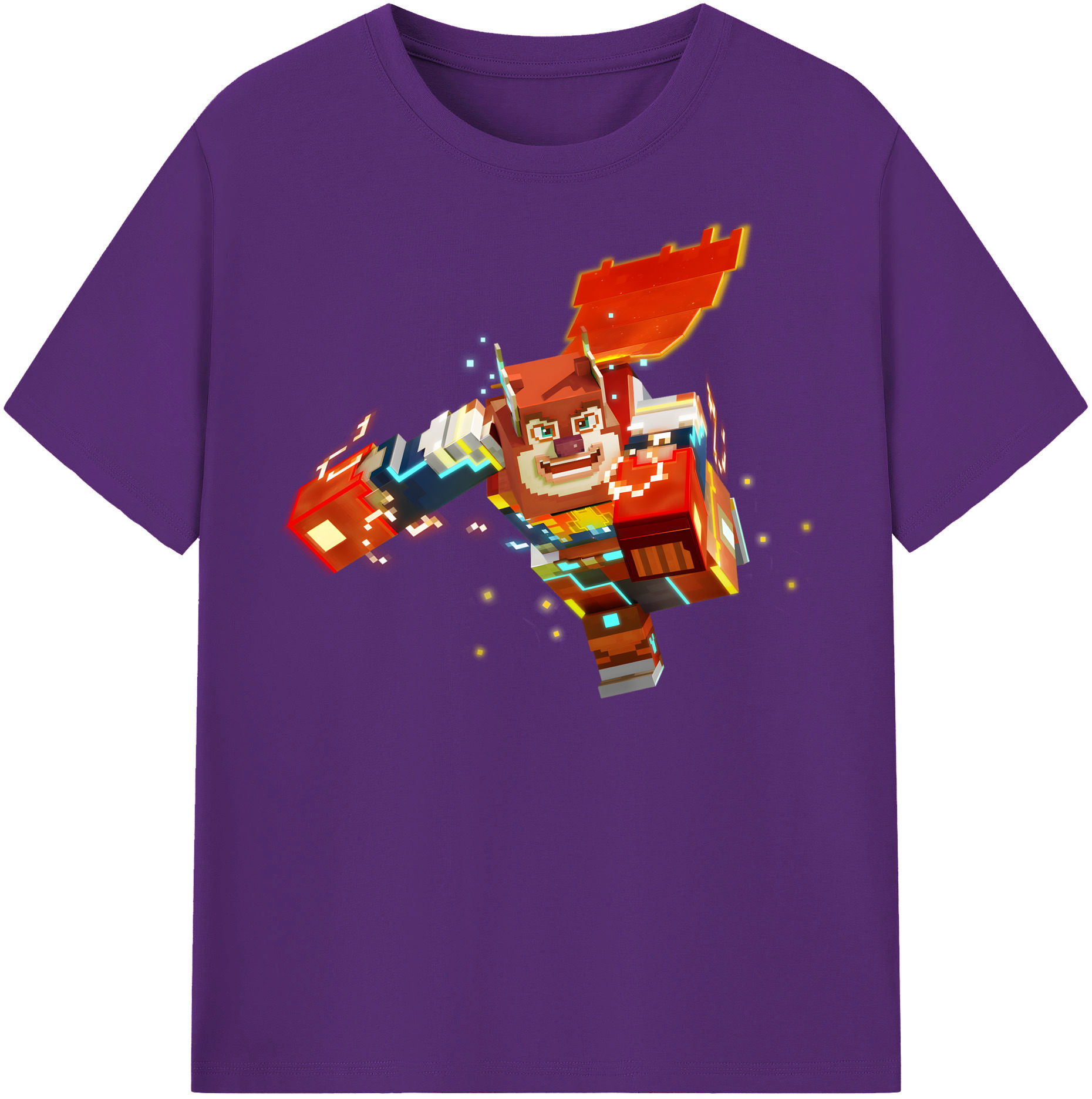 （画像用） マインクラフト ブロックの世界 Minecraft MC Block world 綿100％半袖Tシャツ（フロントプリント）