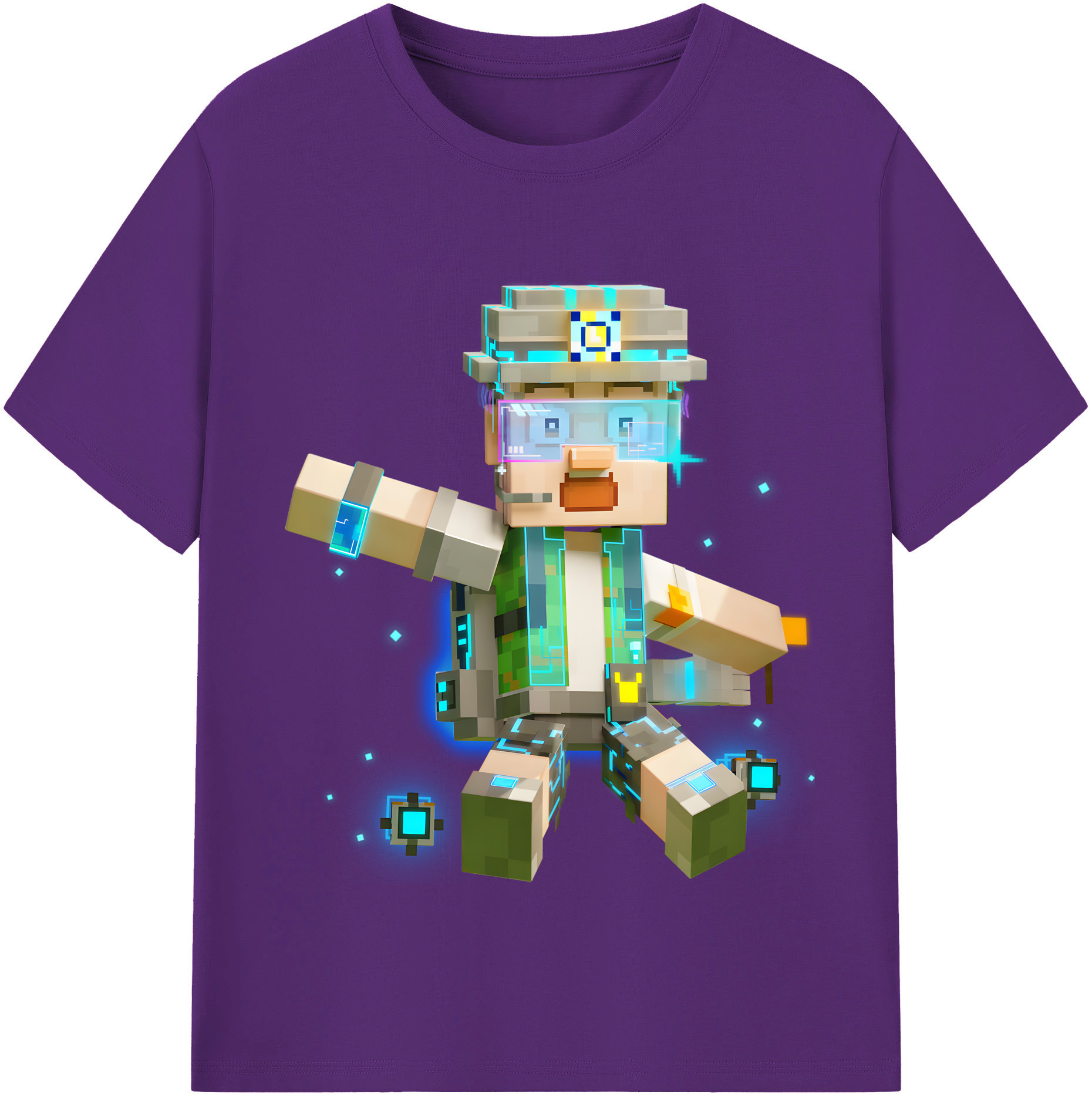 （画像用） マインクラフト ブロックの世界 Minecraft MC Block world 綿100％半袖Tシャツ（フロントプリント）