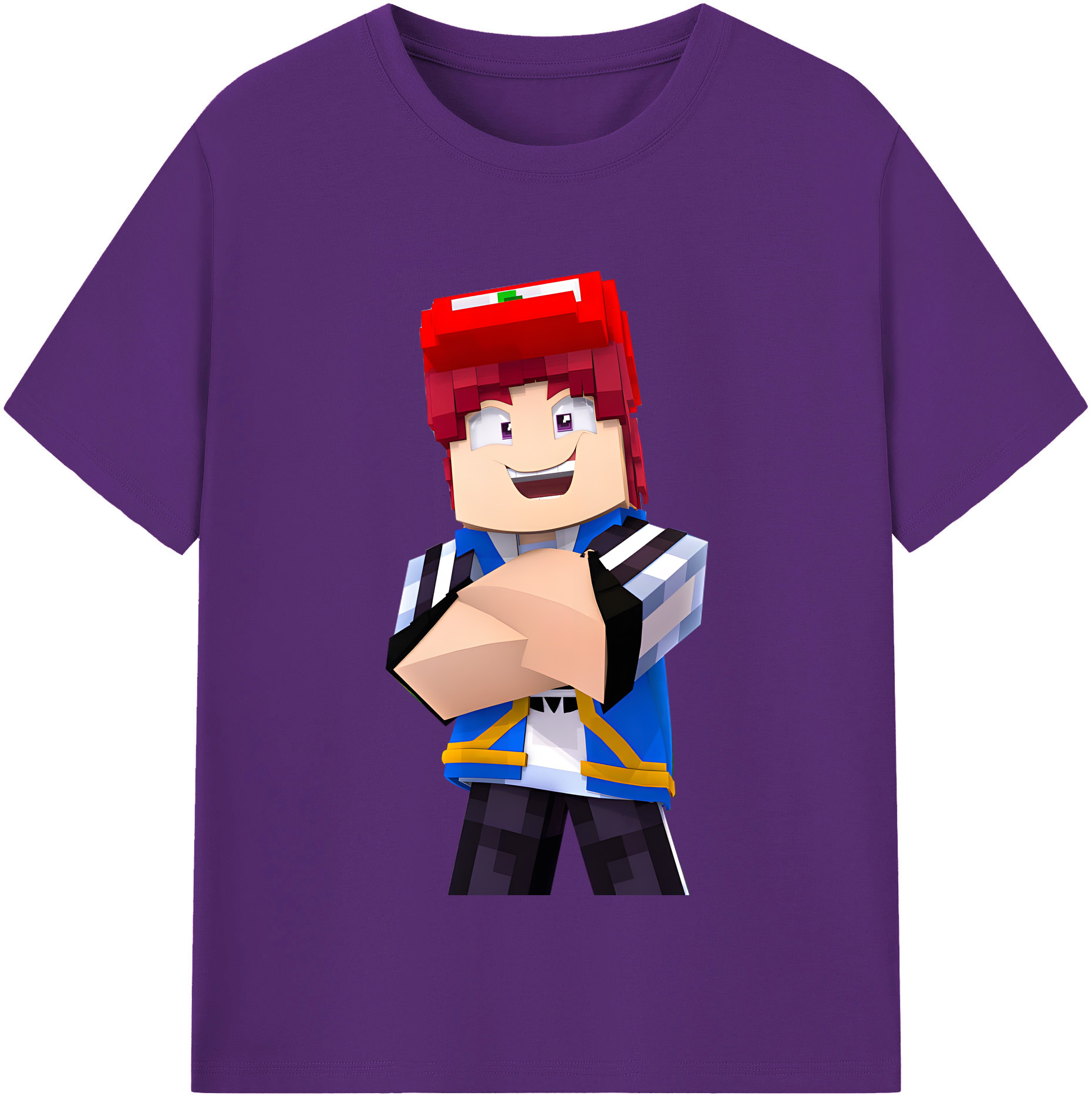 （画像用） マインクラフト ブロックの世界 Minecraft MC Block world 綿100％半袖Tシャツ（フロントプリント）