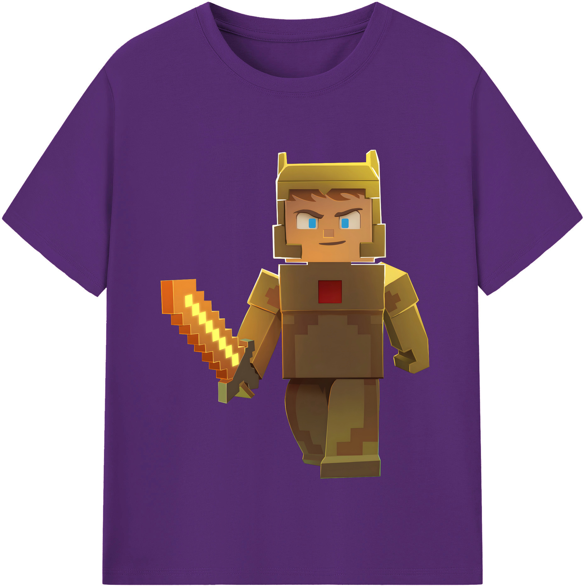 （画像用） マインクラフト ブロックの世界 Minecraft MC Block world 綿100％半袖Tシャツ（フロントプリント）