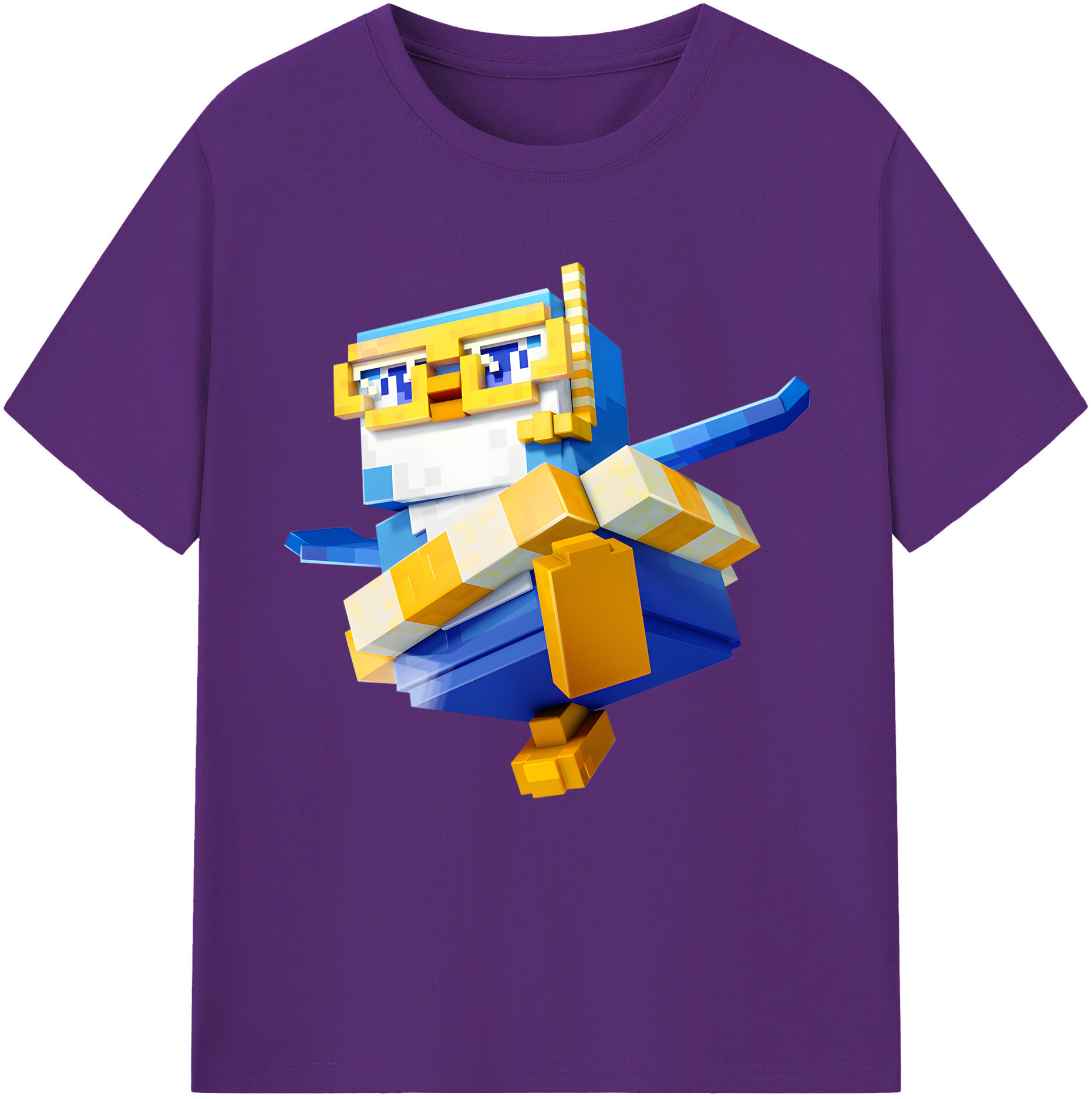 （画像用） マインクラフト ブロックの世界 Minecraft MC Block world 綿100％半袖Tシャツ（フロントプリント）