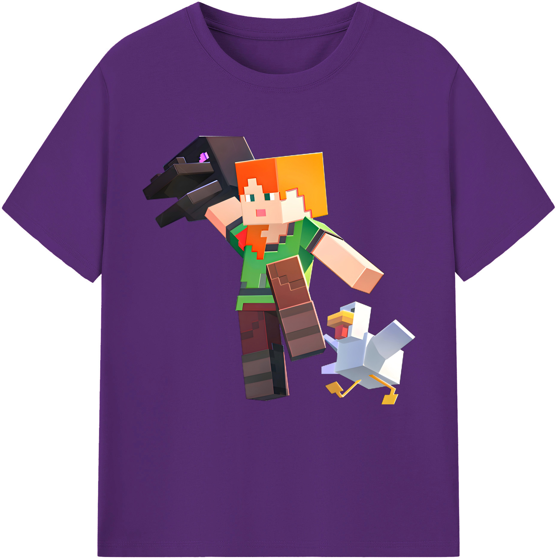 （画像用） マインクラフト ブロックの世界 Minecraft MC Block world 綿100％半袖Tシャツ（フロントプリント）