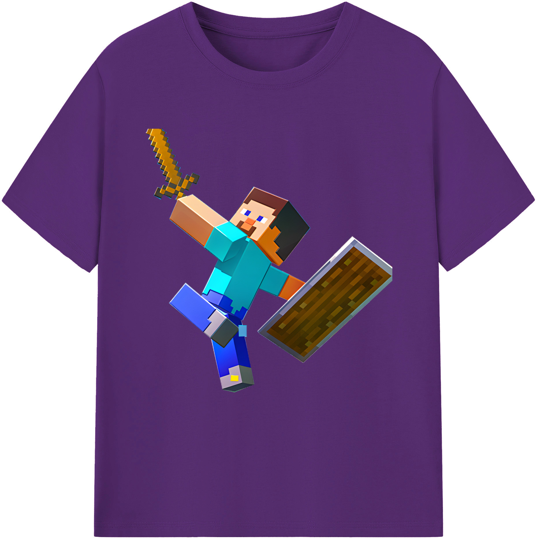 （画像用） マインクラフト ブロックの世界 Minecraft MC Block world 綿100％半袖Tシャツ（フロントプリント）