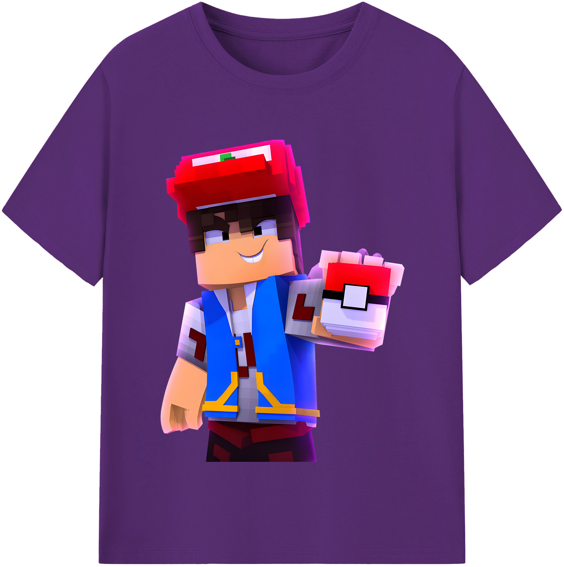 （画像用） マインクラフト ブロックの世界 Minecraft MC Block world 綿100％半袖Tシャツ（フロントプリント）