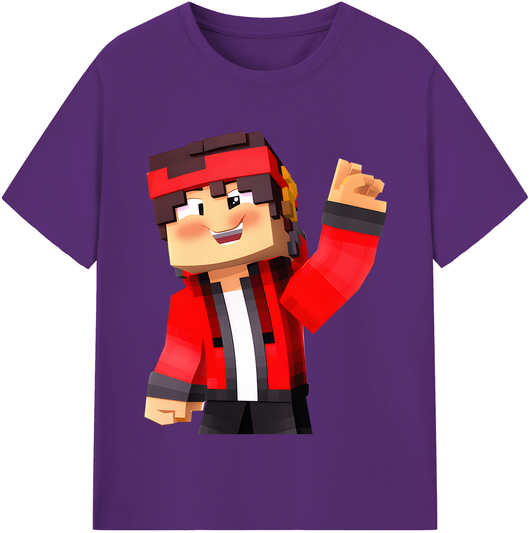 （画像用） マインクラフト ブロックの世界 Minecraft MC Block world 綿100％半袖Tシャツ（フロントプリント）