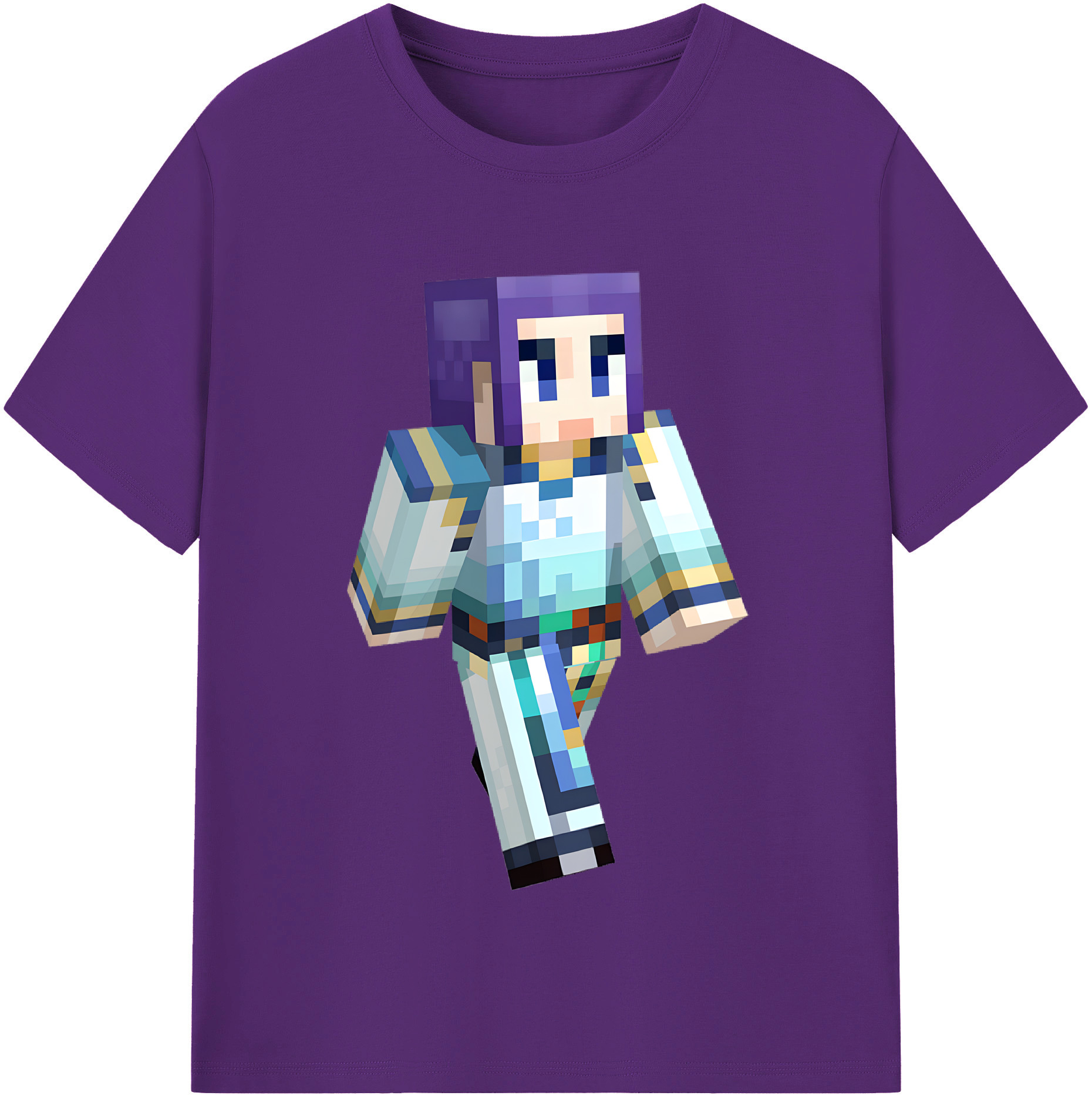 （画像用） マインクラフト ブロックの世界 Minecraft MC Block world 綿100％半袖Tシャツ（フロントプリント）