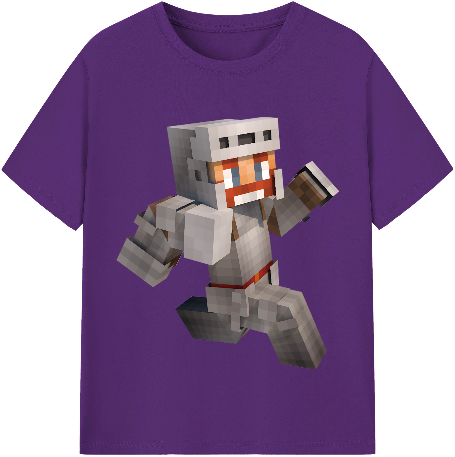 （画像用） マインクラフト ブロックの世界 Minecraft MC Block world 綿100％半袖Tシャツ（フロントプリント）