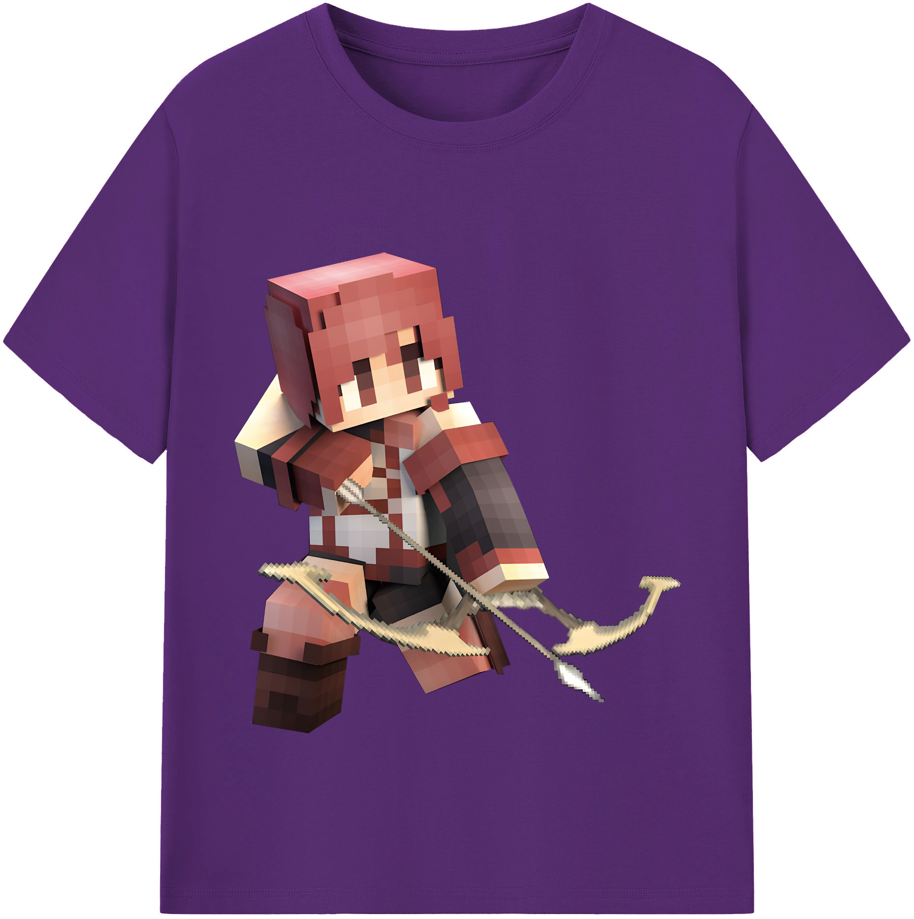 （画像用） マインクラフト ブロックの世界 Minecraft MC Block world 綿100％半袖Tシャツ（フロントプリント）